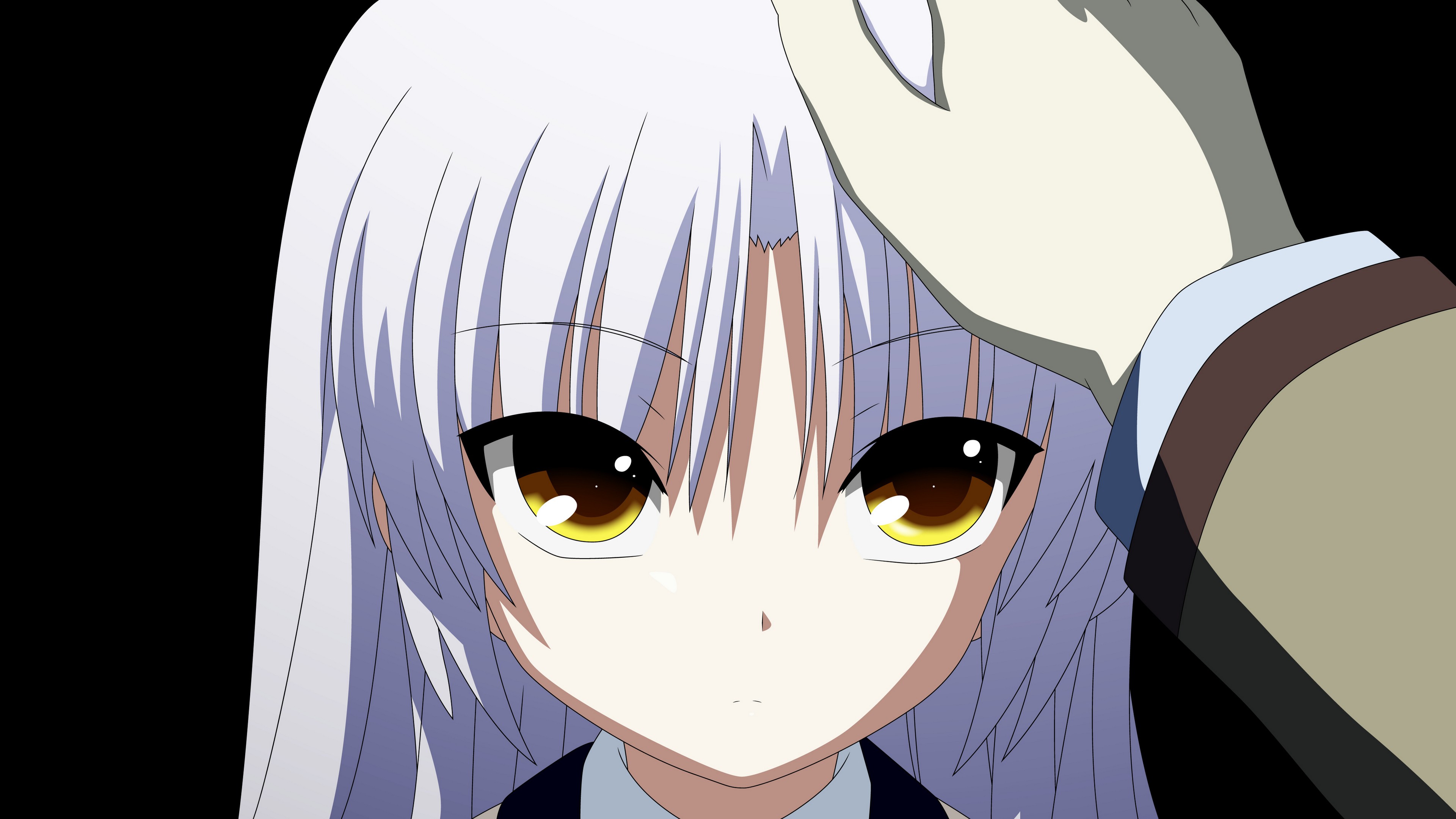 Anime 3840x2160 anime Angel Beats! Tachibana Kanade closeup face yellow eyes anime girls