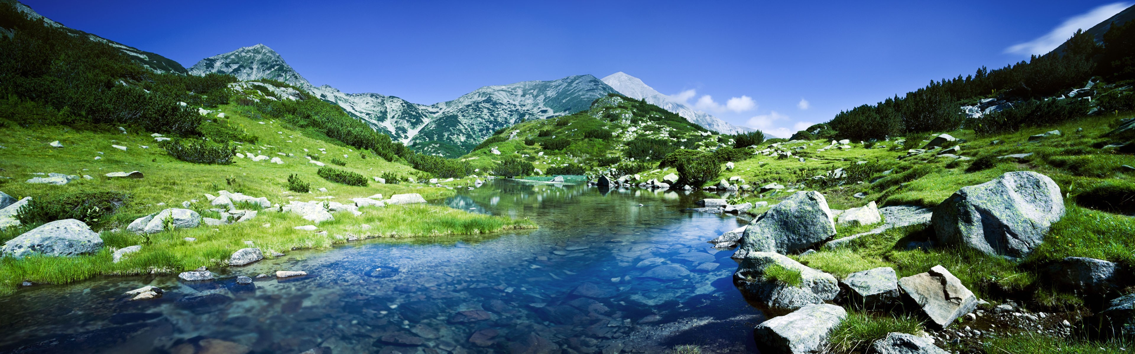 General 3840x1200 landscape nature water mountains