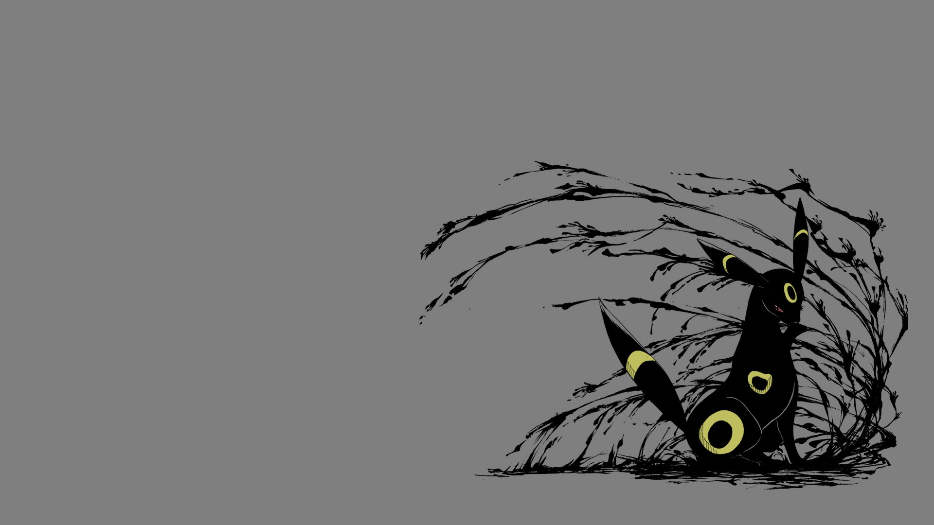 Anime 1920x1080 Umbreon simple background selective coloring gray background