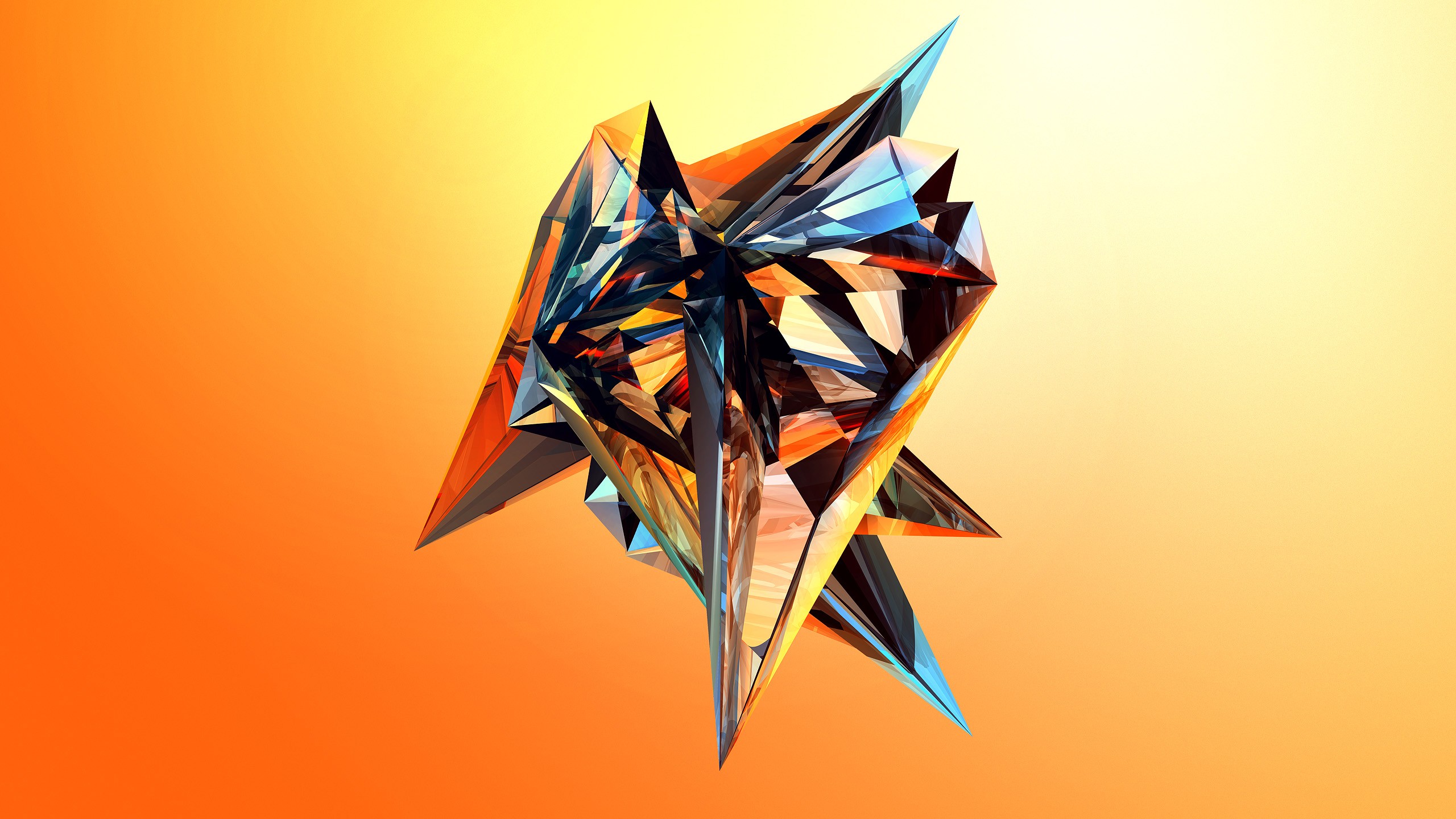 General 2560x1440 artwork colorful Justin Maller facets gradient 3D Abstract abstract CGI orange background digital art simple background