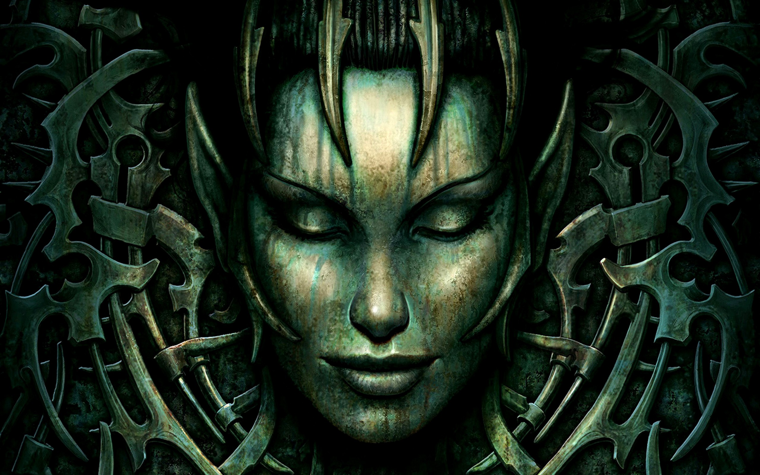 General 2560x1600 artwork women video games face PC gaming closed eyes pointy ears