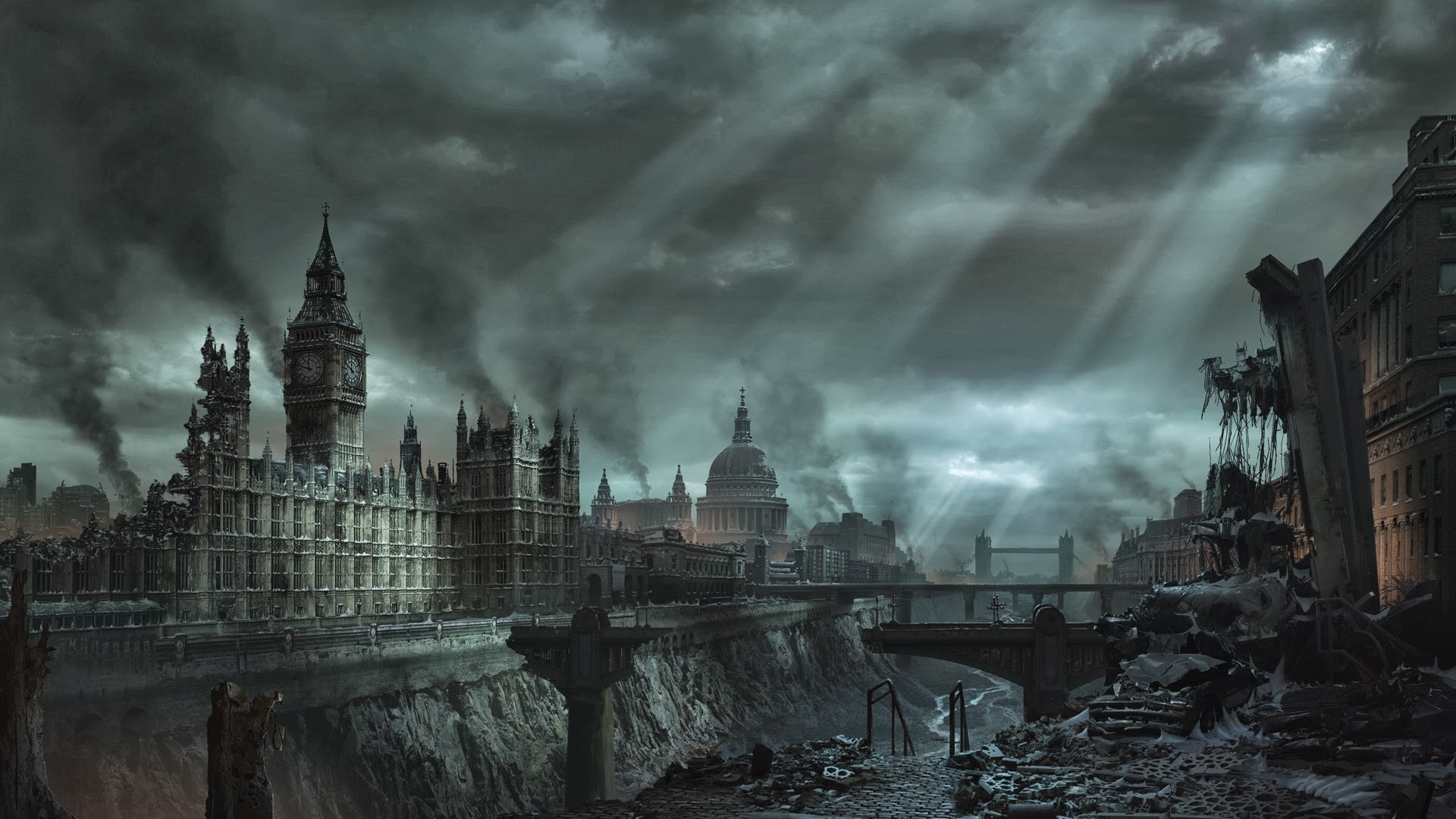 General 1920x1080 London apocalyptic Hellgate London video games PC gaming video game art