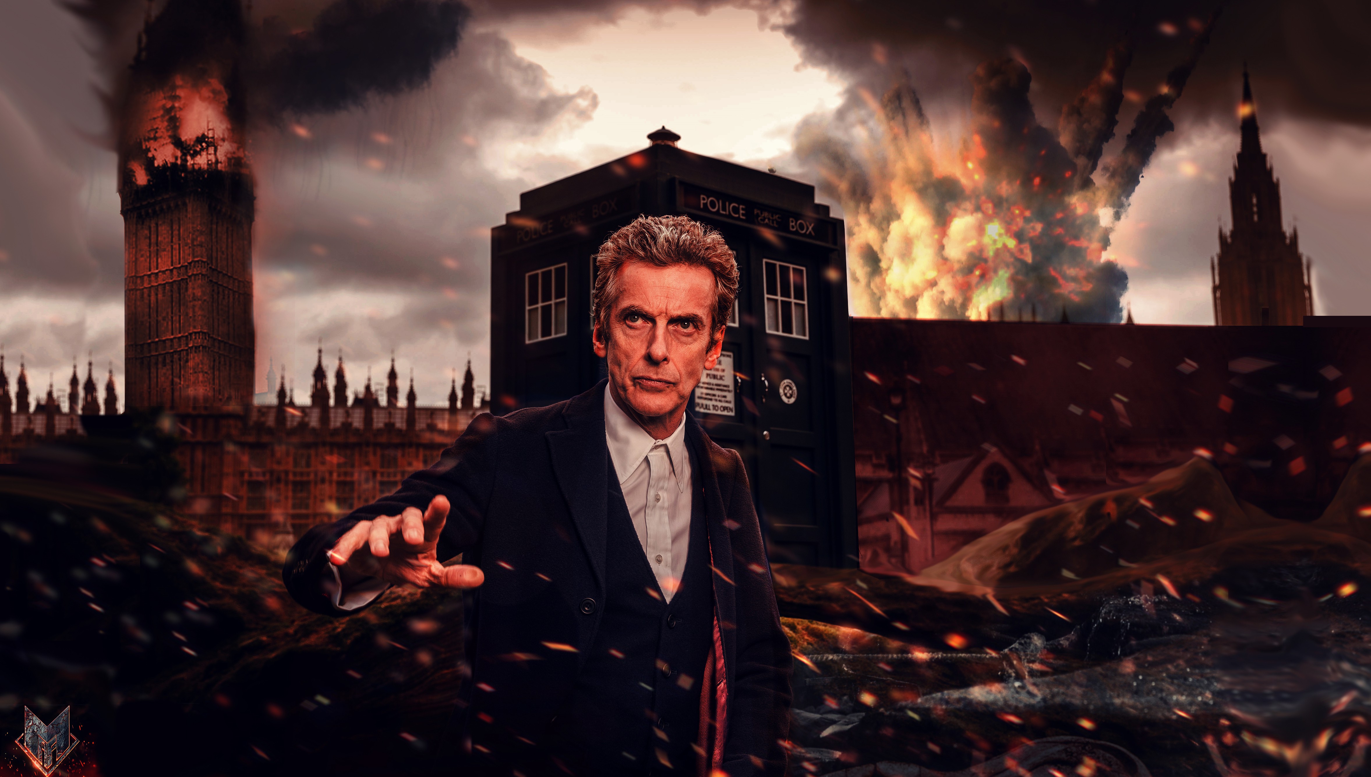General 4708x2667 Doctor Who The Doctor TARDIS London Peter Capaldi destruction science fiction Science Fiction Men TV series
