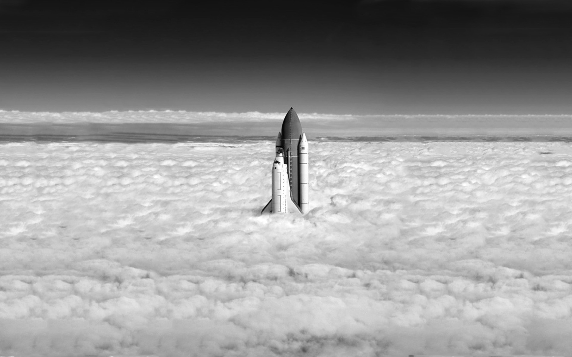 General 1920x1200 space shuttle monochrome vehicle space clouds