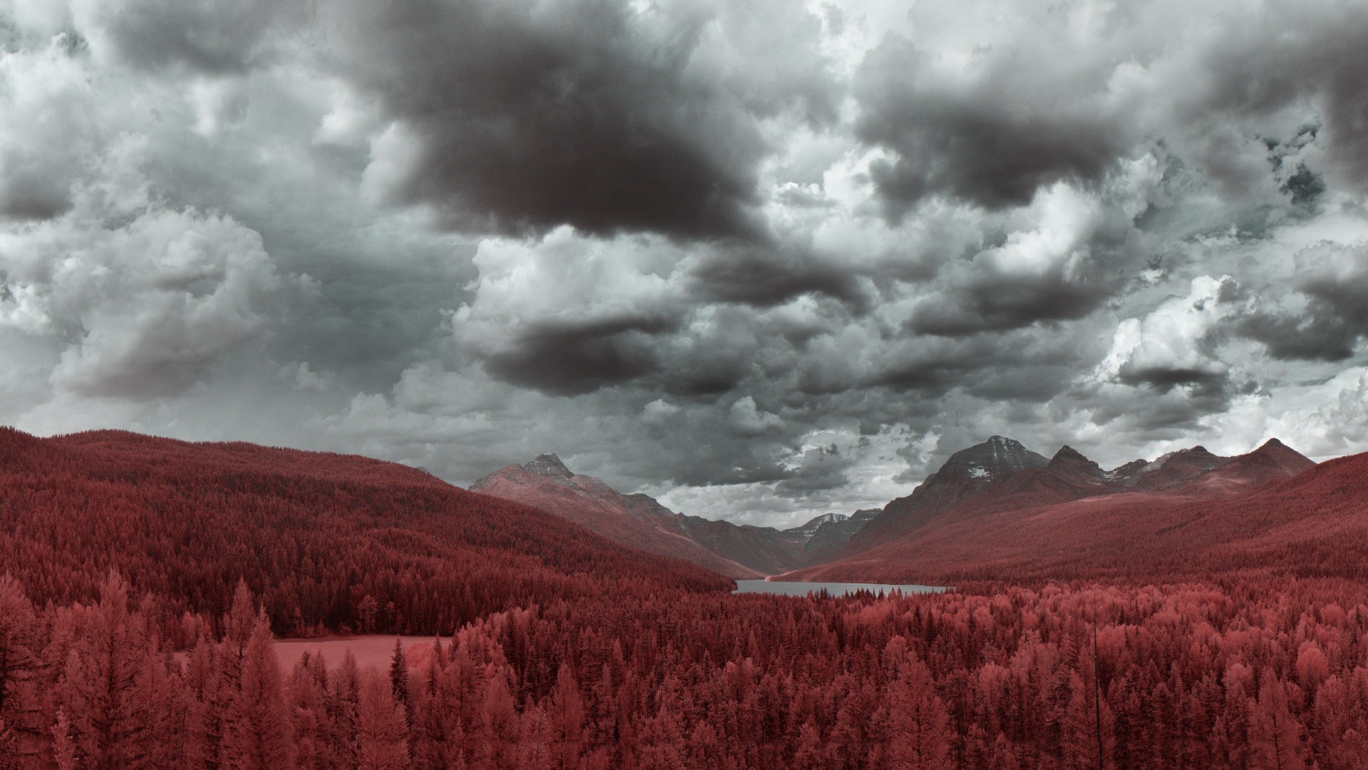 General 1920x1080 nature landscape overcast clouds sky trees mountains