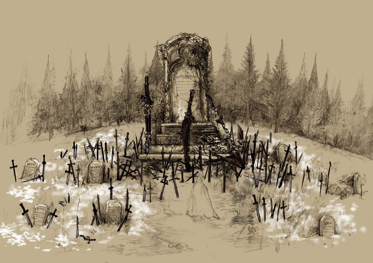 General 1280x901 Dark Souls sword graveyards tombstones video games sepia video game art