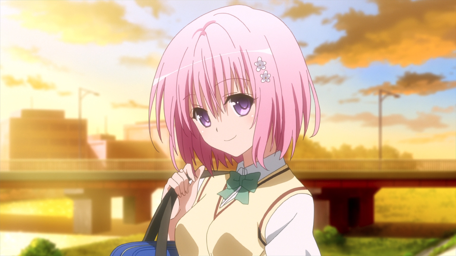 Anime 1920x1080 Momo Velia Deviluke To Love-ru pink hair looking at viewer smiling anime girls hairpins