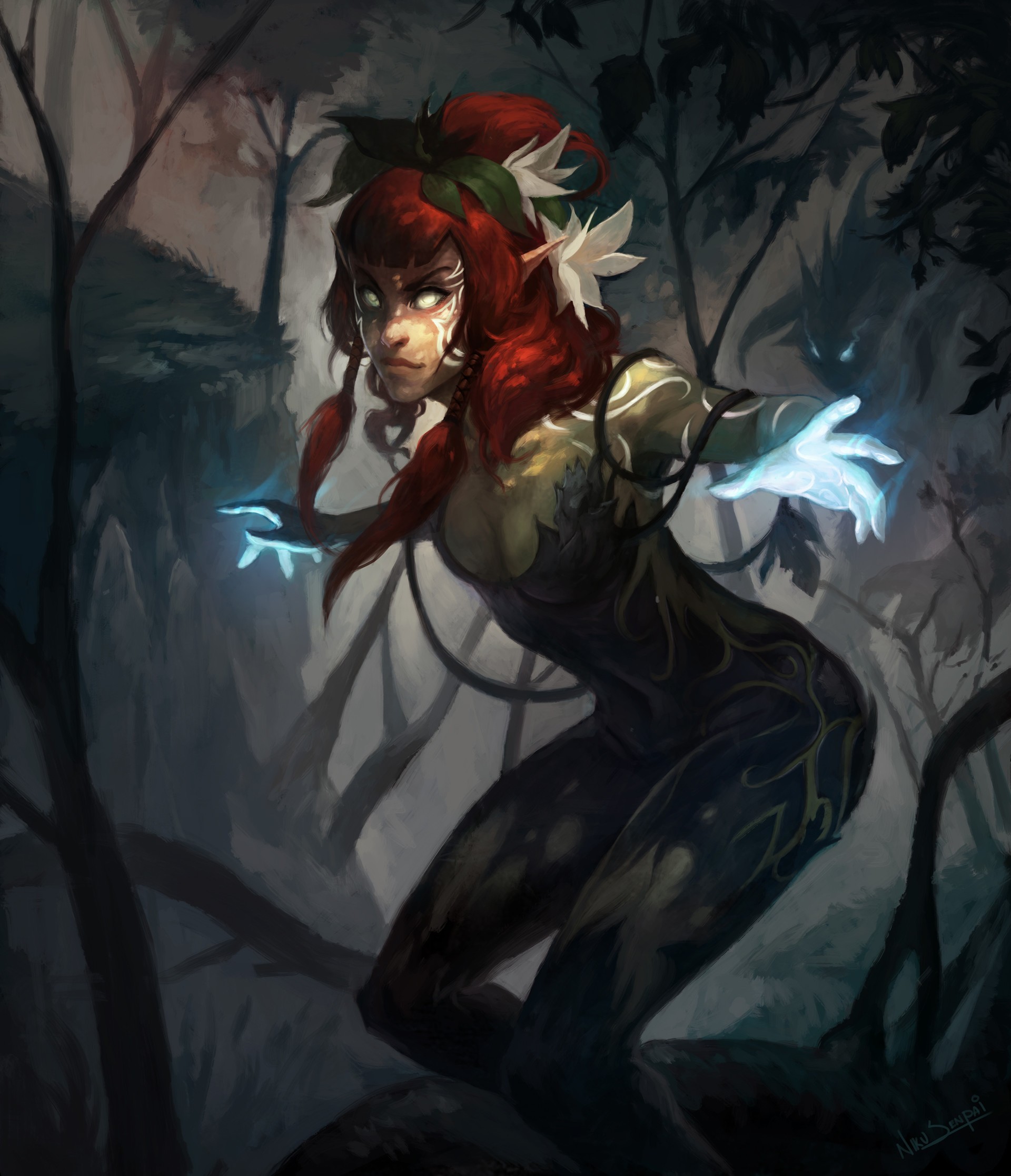 General 1920x2233 fantasy art fantasy girl dark redhead pointy ears long hair artwork