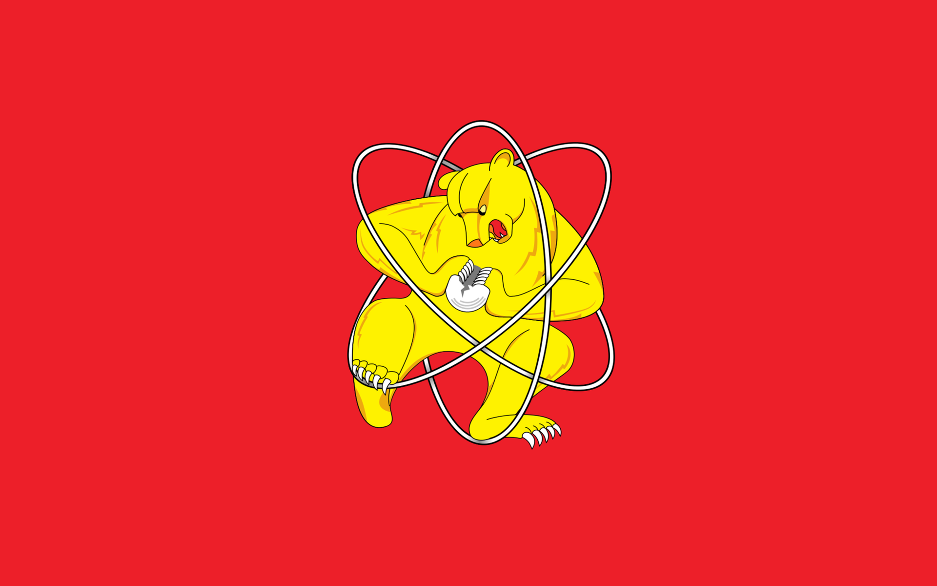 General 1920x1200 Russia red background bears animals artwork mammals simple background nuclear minimalism humor atoms