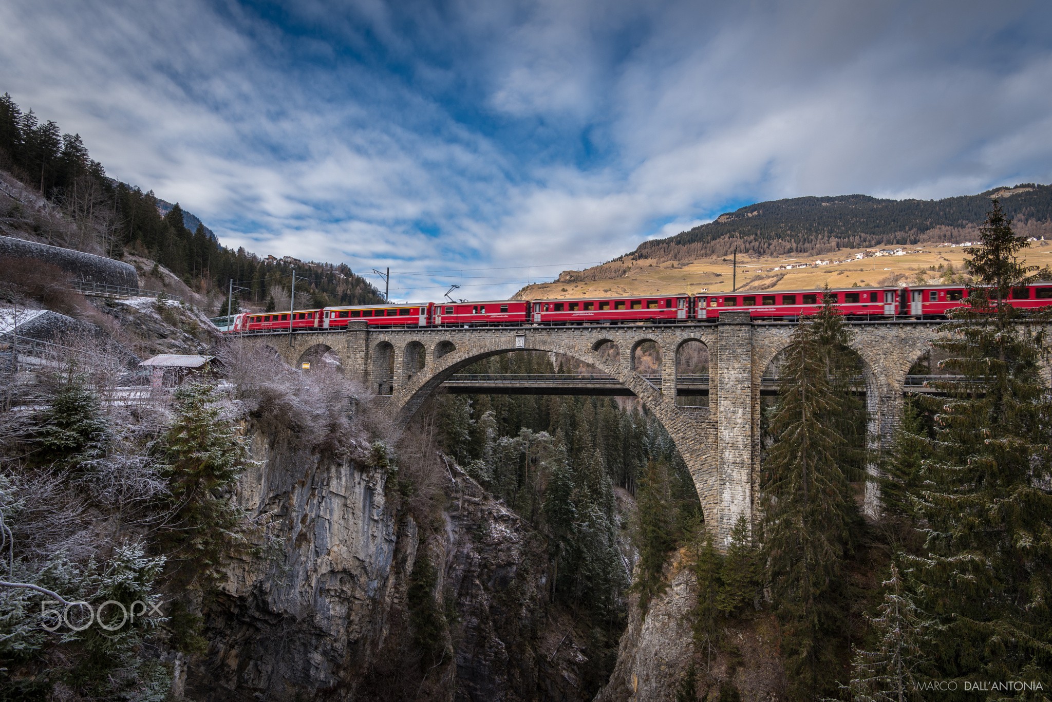 General 2048x1367 train bridge 500px watermarked vehicle landscape nature Switzerland viaduct mountains