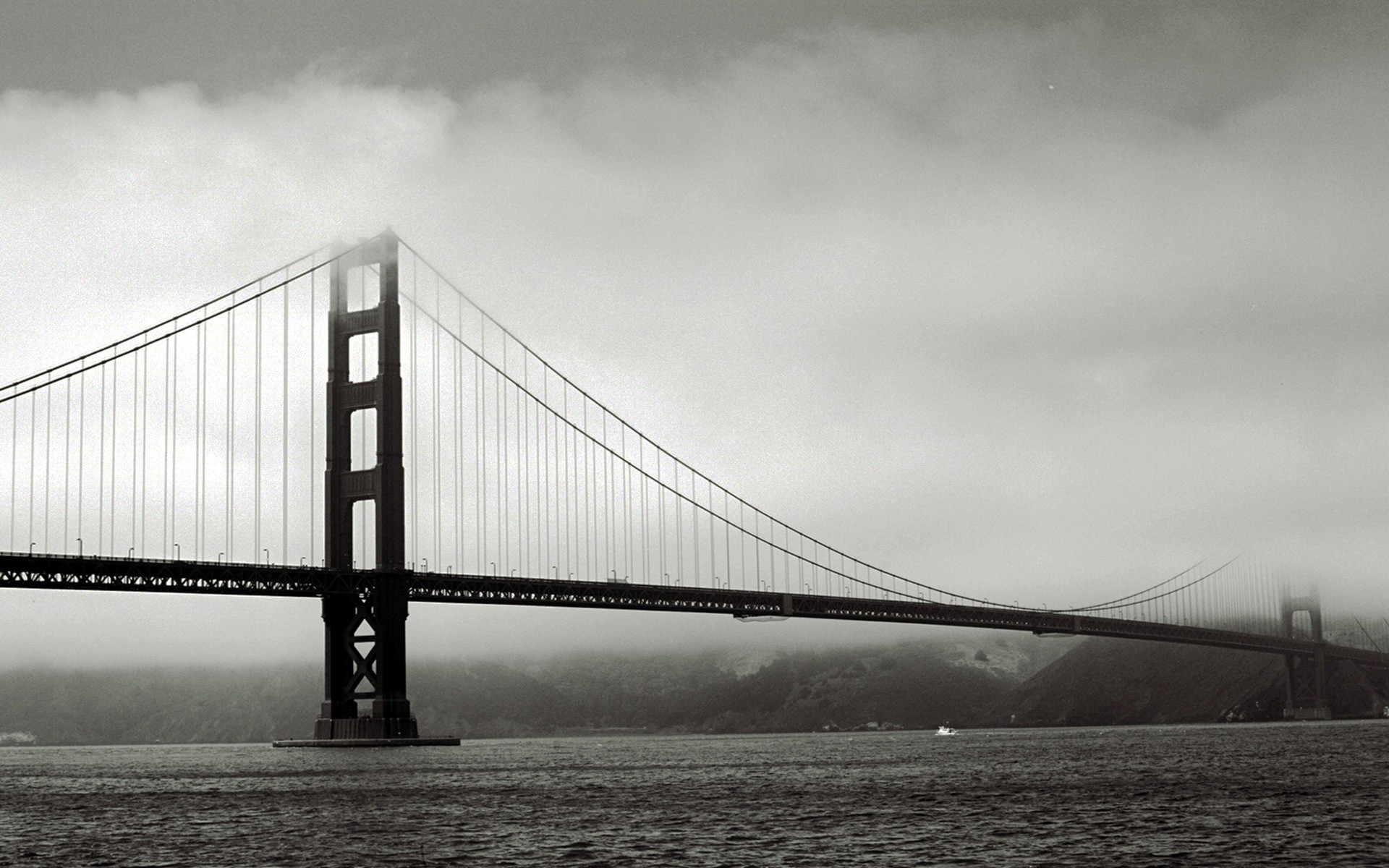 General 1920x1200 bridge mist monochrome sea Golden Gate Bridge suspension bridge USA