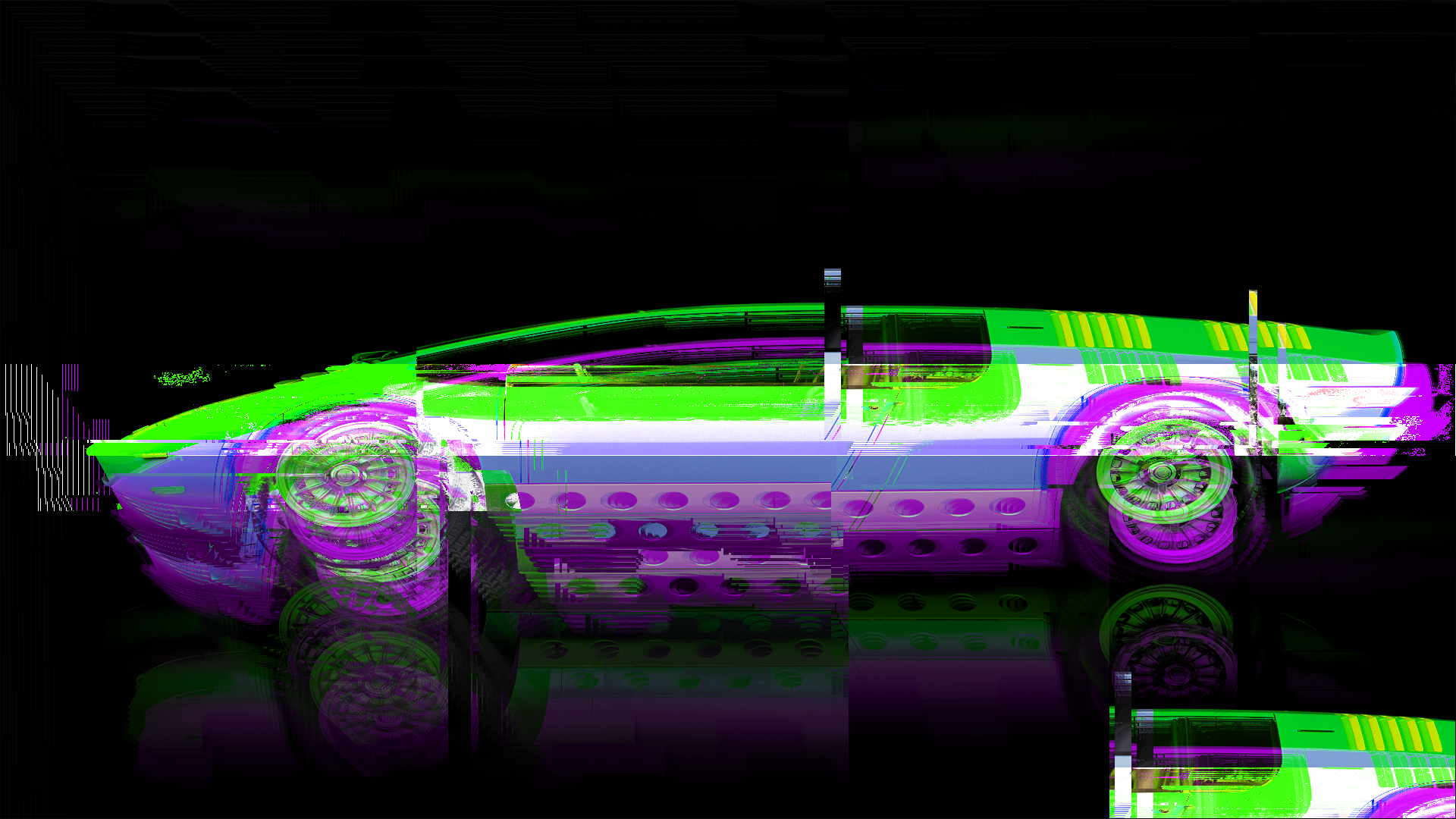 General 1920x1080 glitch art digital art car vehicle black background simple background
