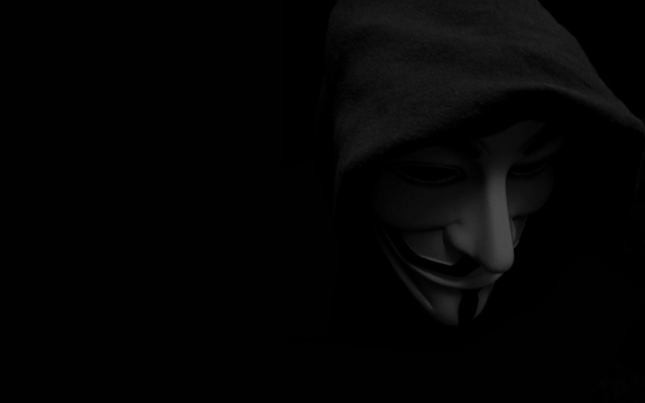 General 1280x800 V for Vendetta Anonymous (hacker group) mask dark monochrome simple background black background Guy Fawkes mask