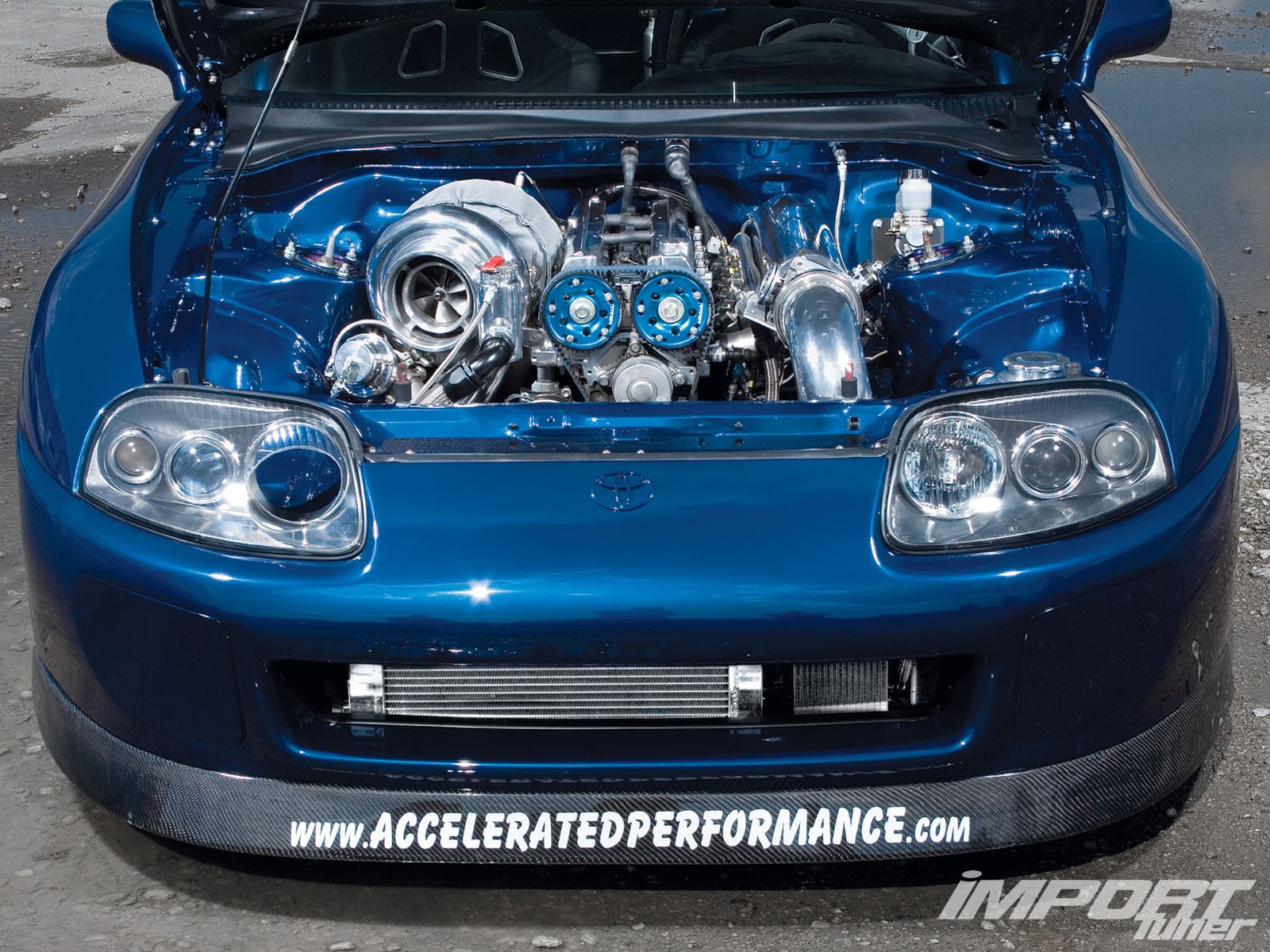 General 1600x1200 Toyota Supra Toyota car blue cars engine frontal view vehicle