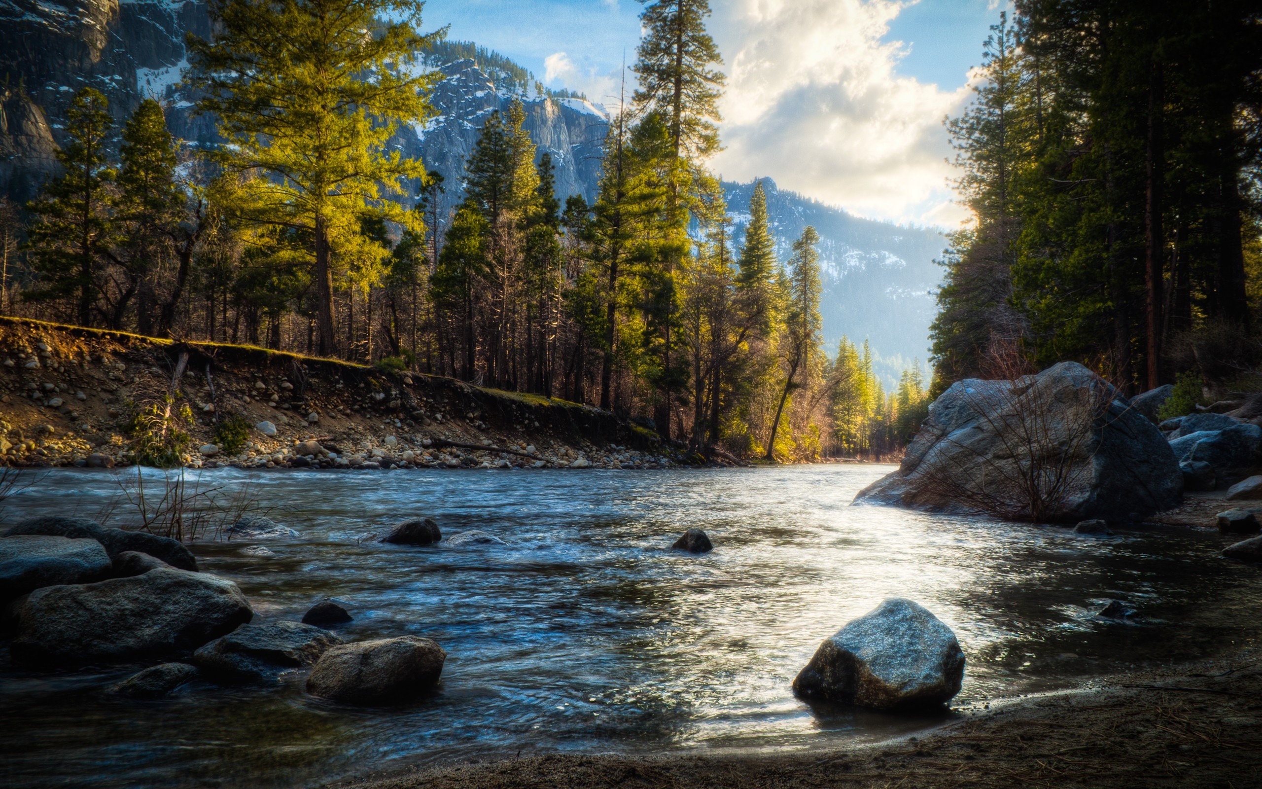 General 2560x1600 nature river mountains trees rock HDR stones outdoors