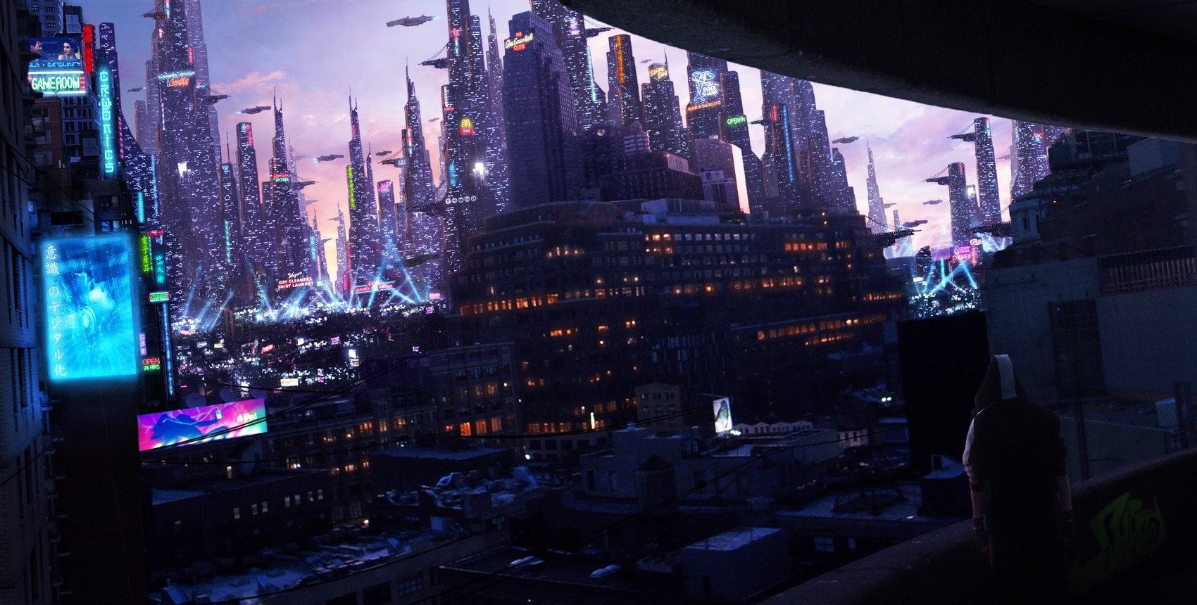 General 1700x860 cityscape neon architecture futuristic futuristic city science fiction artwork digital art cyberpunk