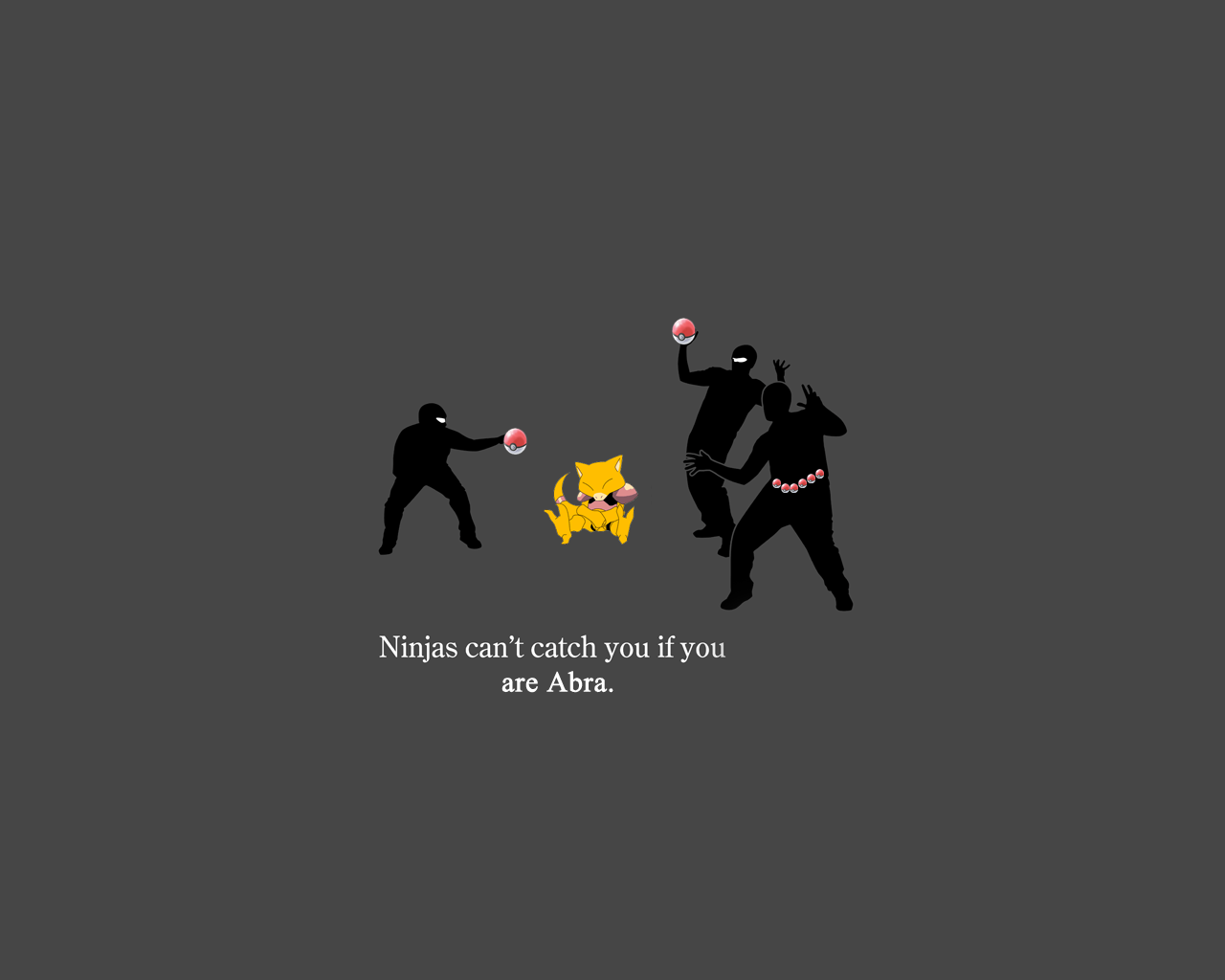 General 1280x1024 Abra Pokémon Poke Ball ninjas humor gray background simple background video game characters