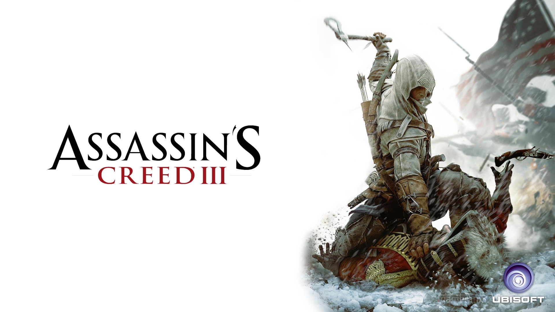 General 1920x1080 Assassin's Creed III video games Ubisoft Assassin's Creed simple background white background video game characters Connor Kenway