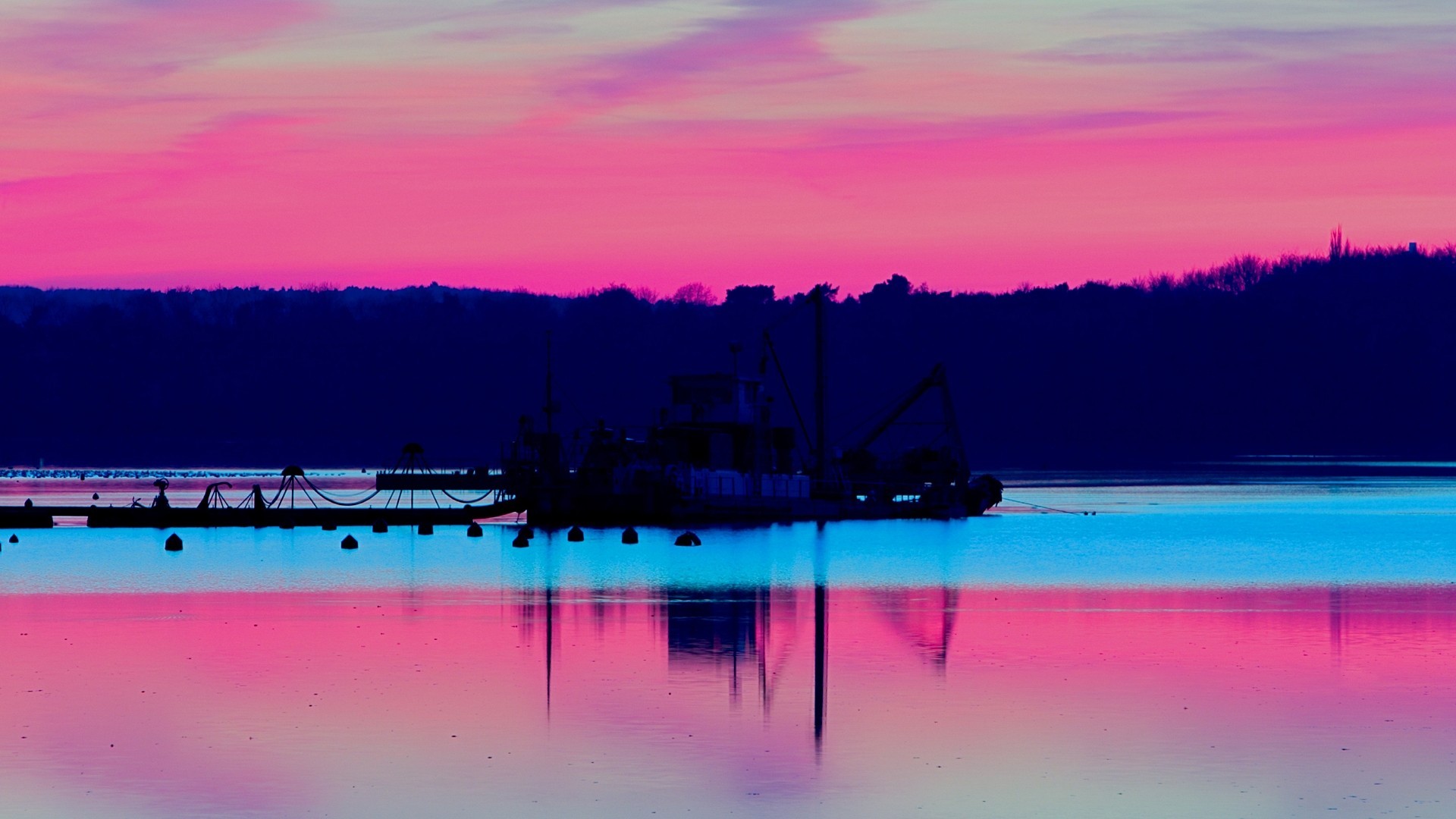 General 1920x1080 water boat outdoors cyan pink lake dark