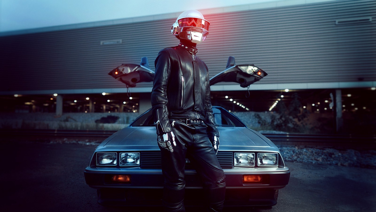 People 1600x900 Daft Punk DeLorean car robot electronic music music silver cars vehicle musician