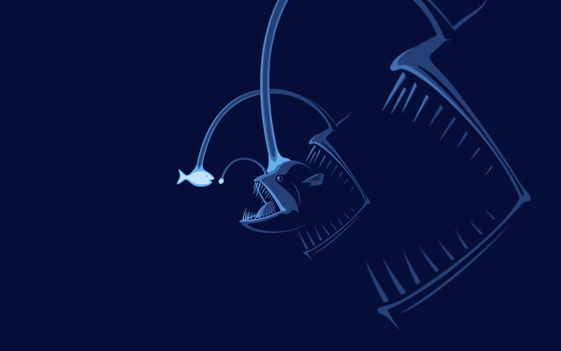 General 1920x1200 humor blue fish Anglerfish animals blue background artwork sea life simple background