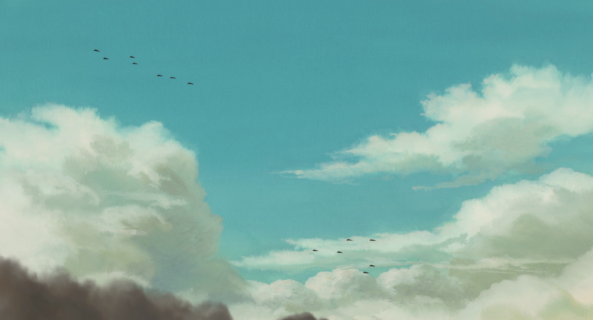 Anime 1920x1038 Studio Ghibli Hayao Miyazaki anime sky blue clouds nature movies animated movies