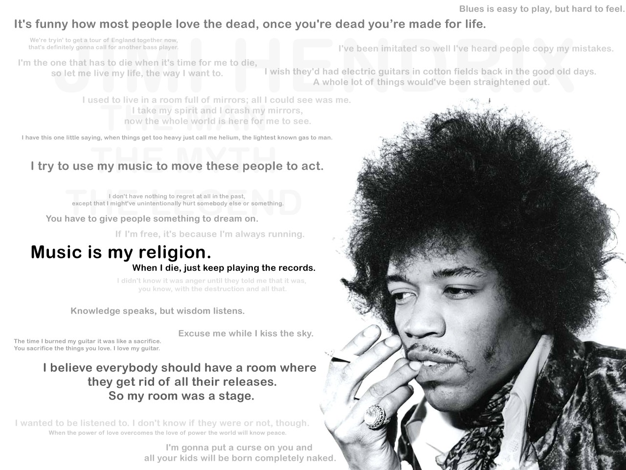 People 1280x960 men singer Jimi Hendrix guitar blues rock legends afro quote monochrome face cigarettes musician