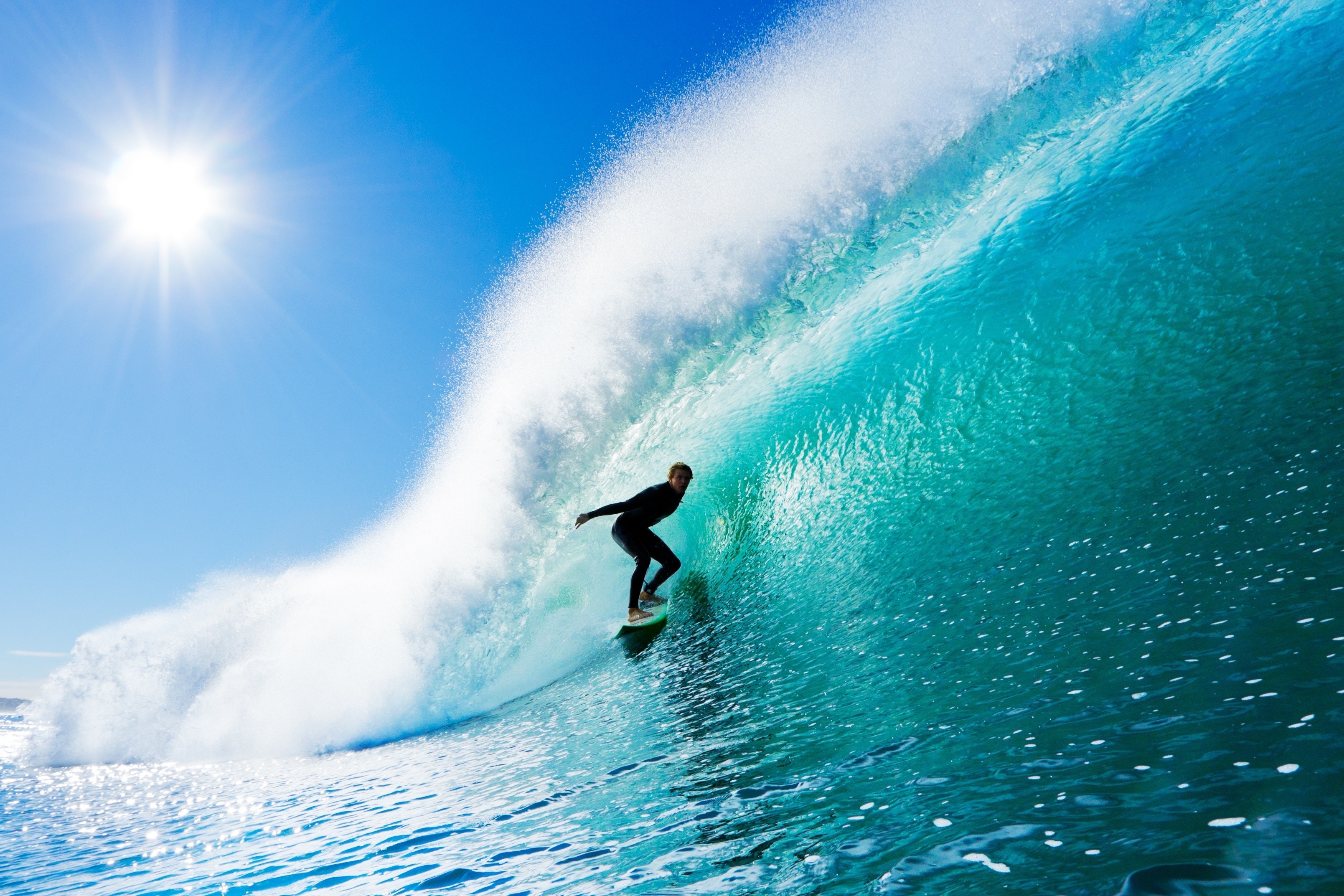 General 3217x2145 waves nature surfing surfers sea water cyan Sun wetsuit splashes sky clear sky men men outdoors sport