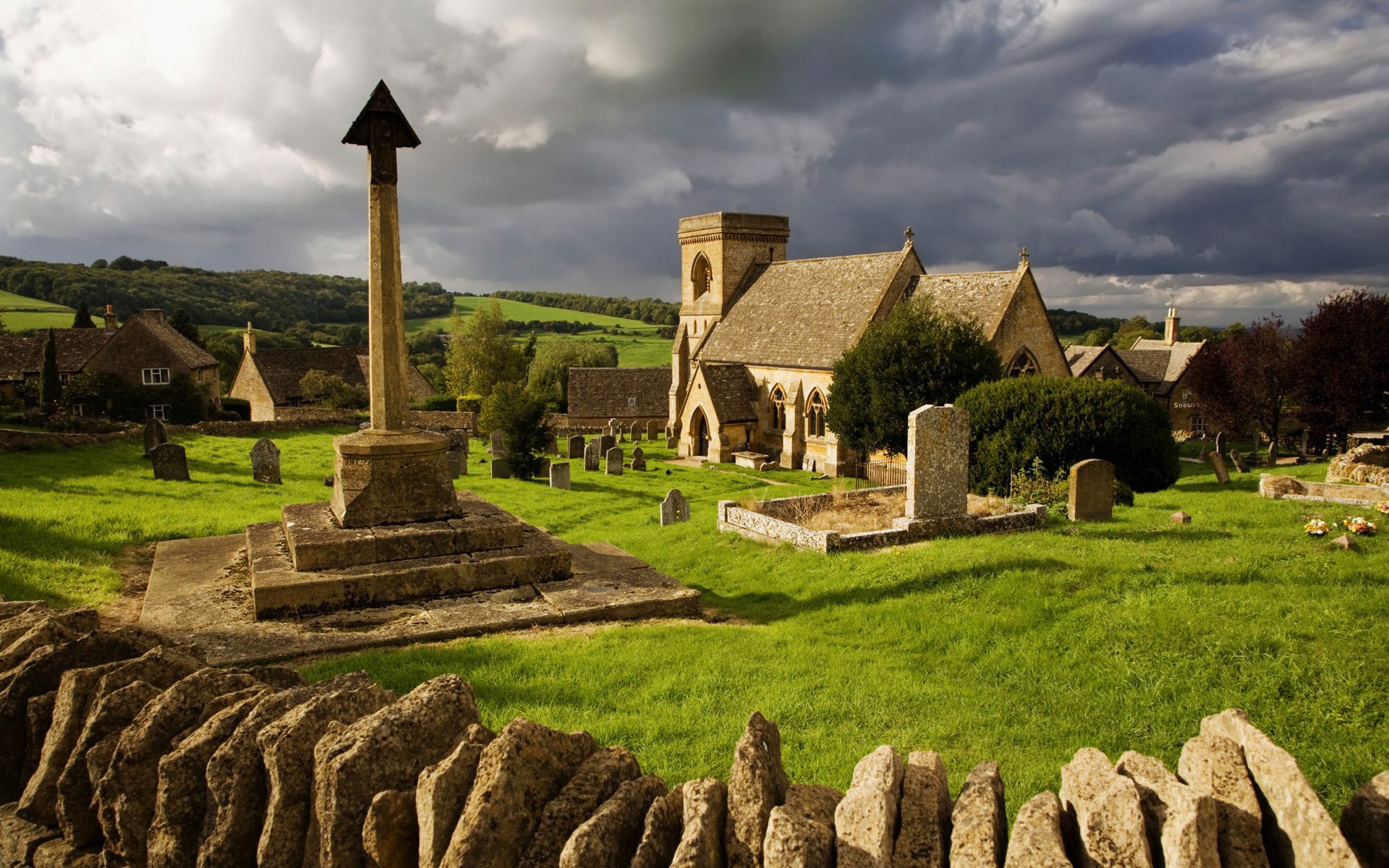 General 1920x1200 church graveyards England village landscape UK