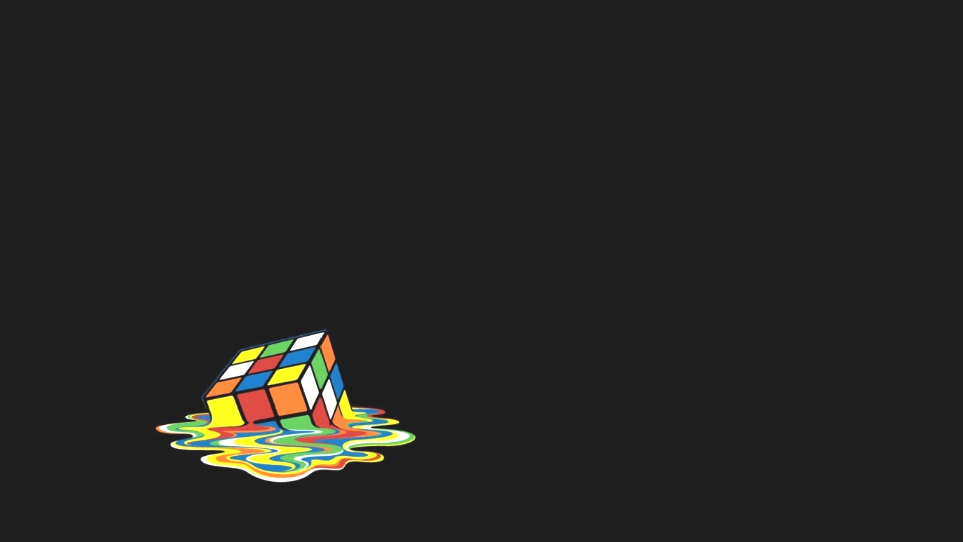 General 1920x1080 Rubik's Cube simple background artwork melting 3D Blocks black background surreal dice cube