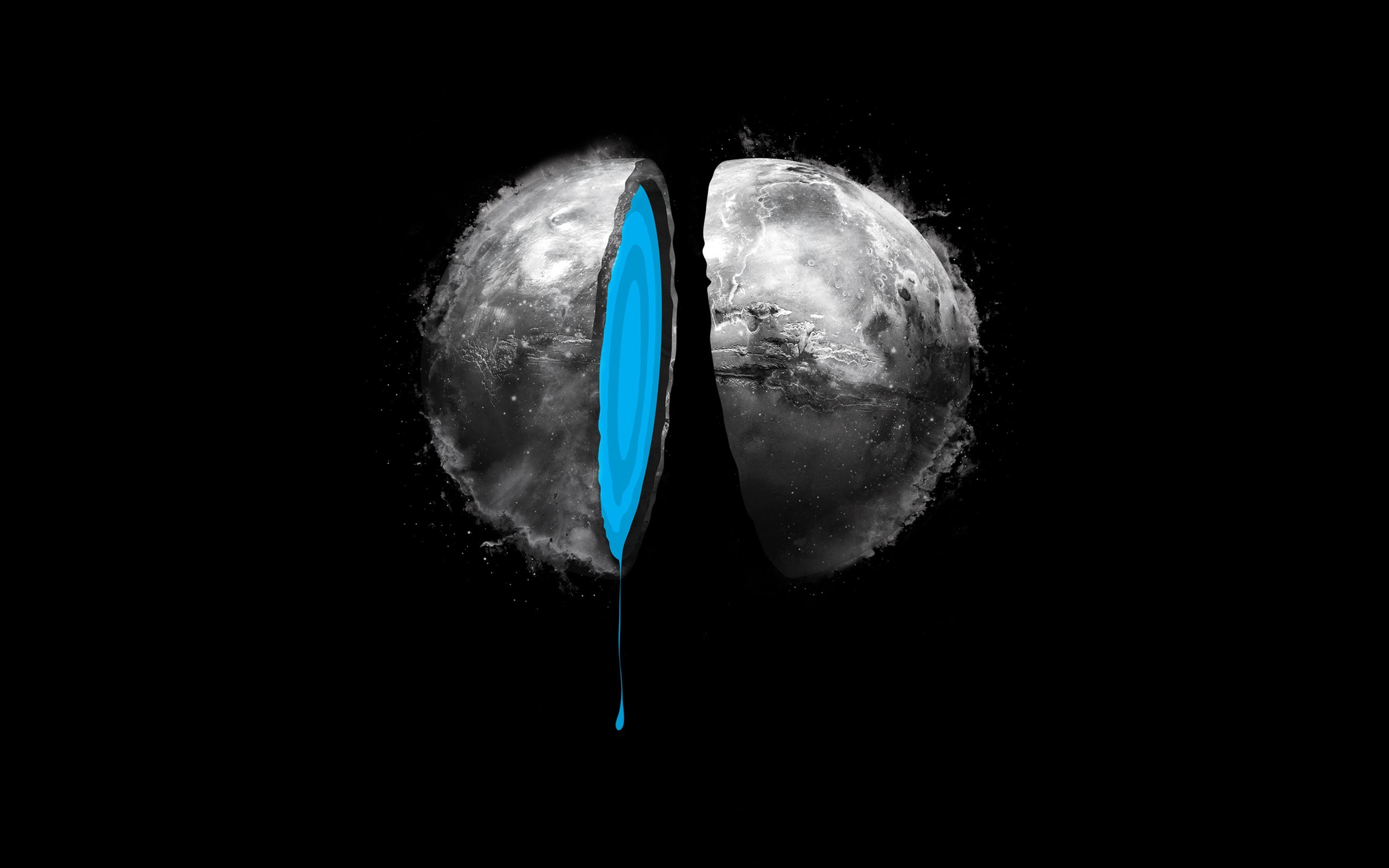 General 2560x1600 artwork Mars black background blue space space art digital art simple background