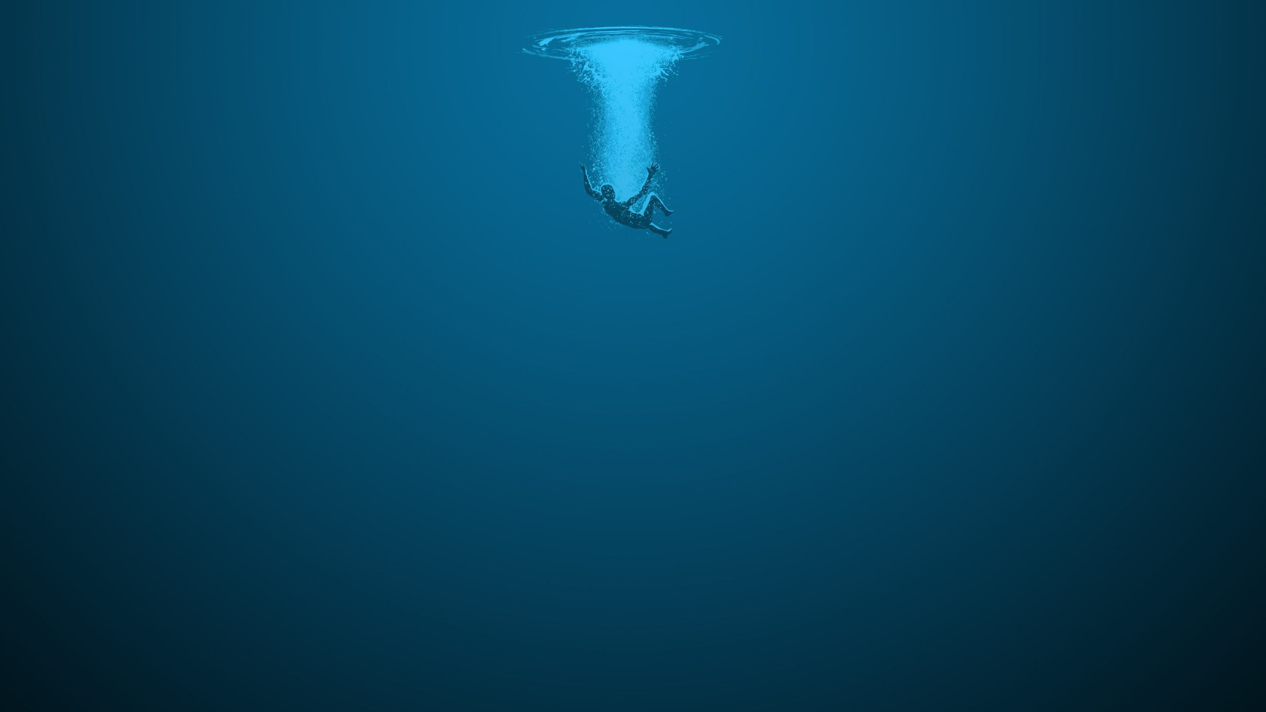 General 2560x1440 digital art minimalism underwater blue water artwork