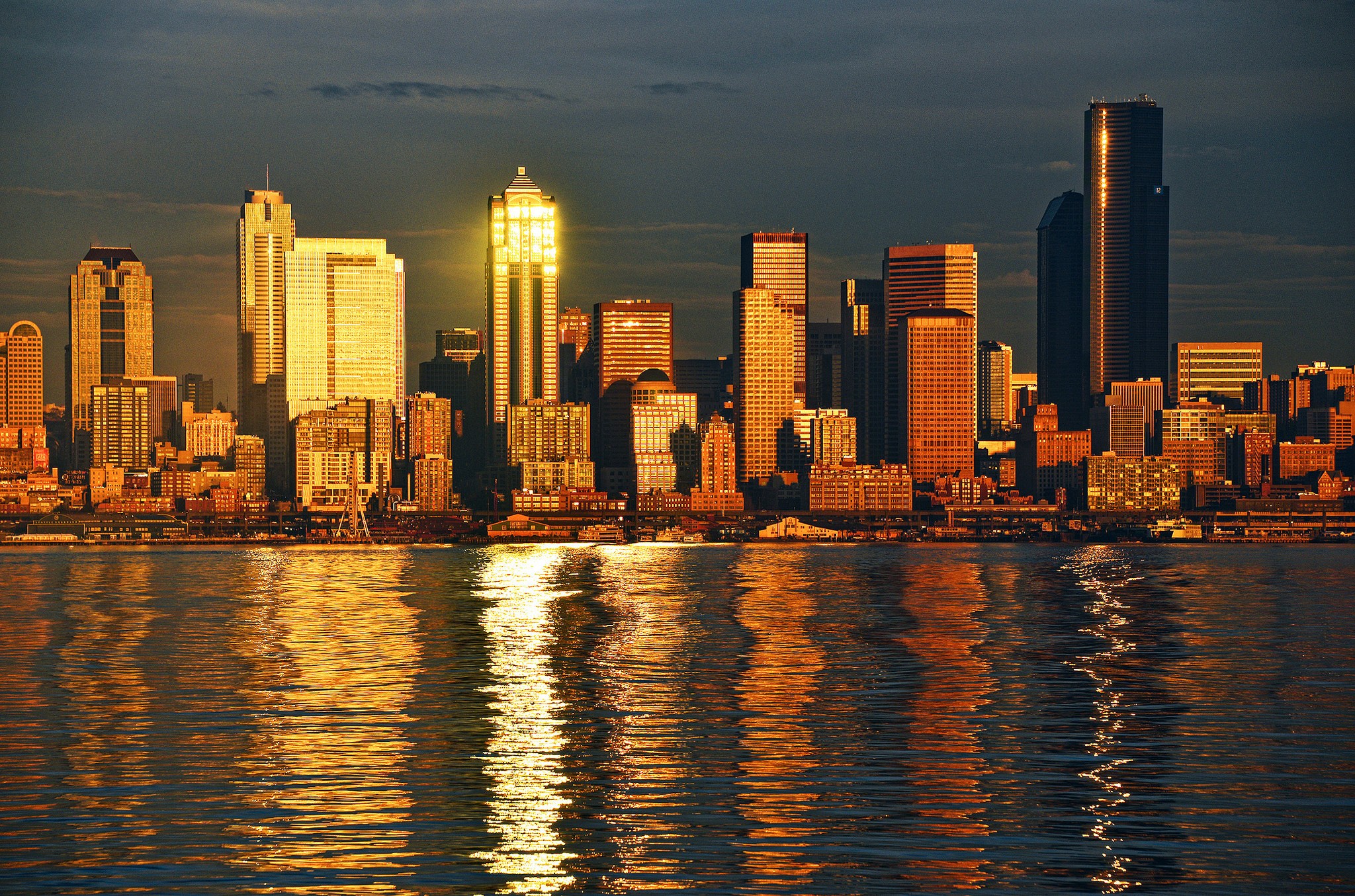 General 2048x1355 Seattle city Washington State cityscape skyline sunlight water USA