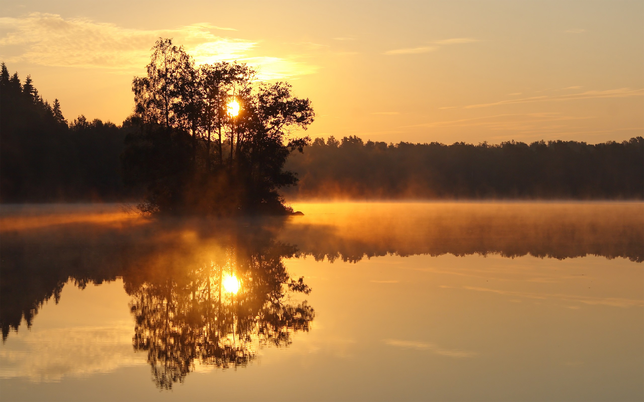 General 2560x1600 trees landscape Sun lake nature reflection sky outdoors calm waters low light