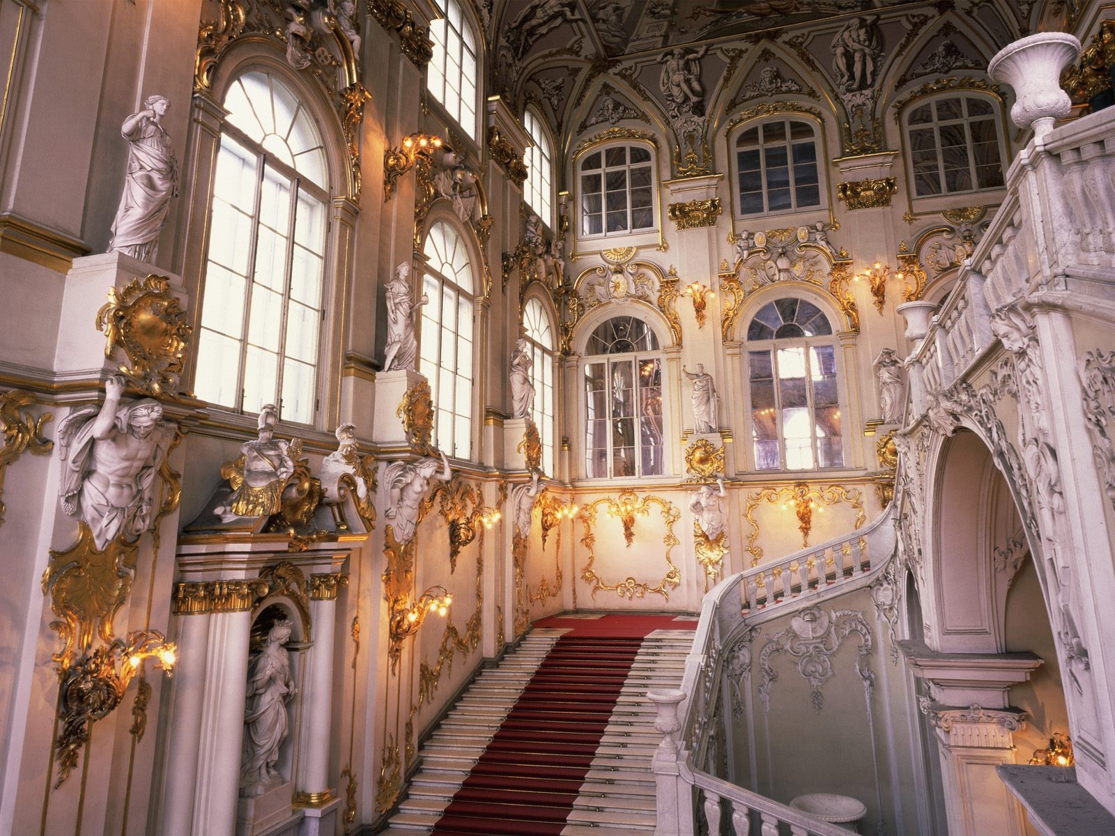 General 1600x1200 St. Petersburg Hermitage museum interior statue stairs Baroque Russia