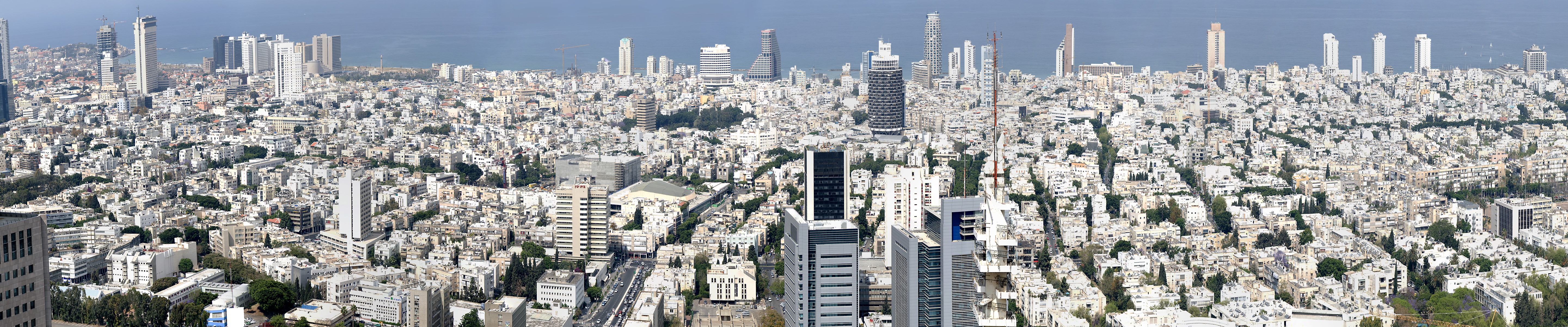 General 5760x1200 city triple screen wide angle cityscape Israel capital sea panorama