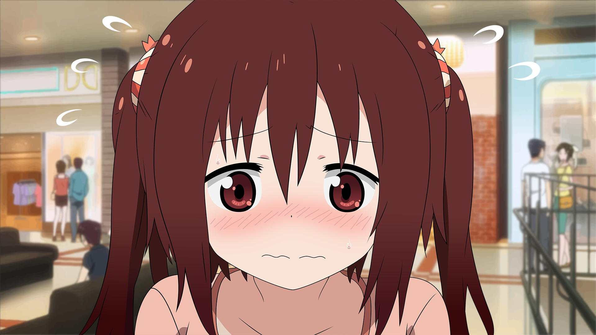 Anime 1920x1080 anime anime girls brown eyes twintails blushing Himouto! Umaru-chan Nana Ebina sad face closeup redhead