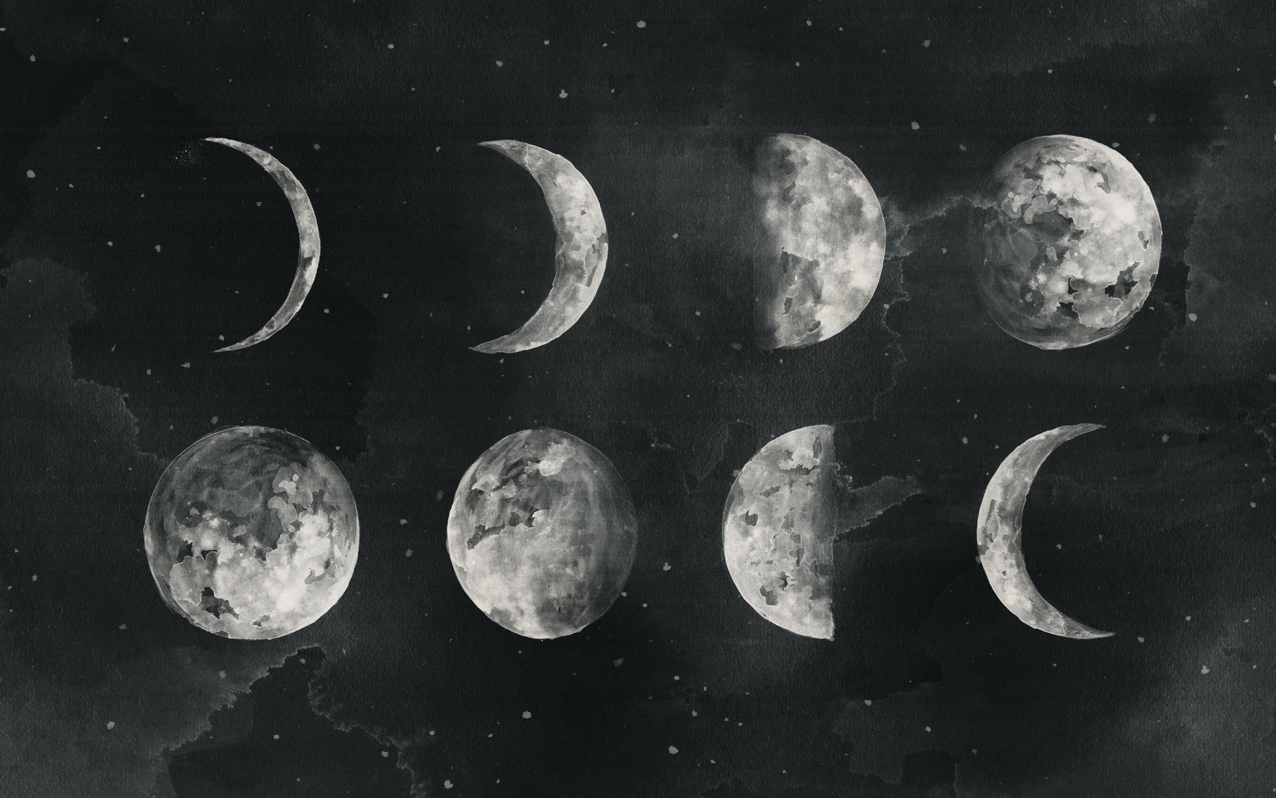 General 1856x1161 gray crescent moon Moon Solar System space space art digital art moon phases