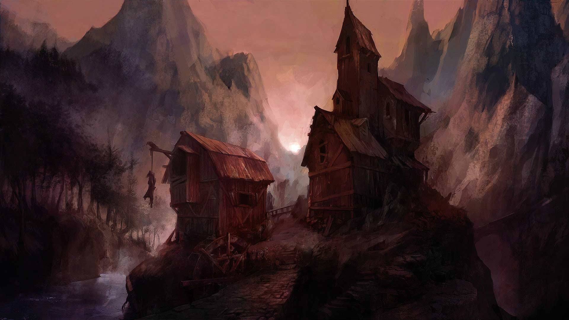 General 1920x1080 Castlevania: Mirror of Fate video games concept art fantasy art mountains landscape video game art