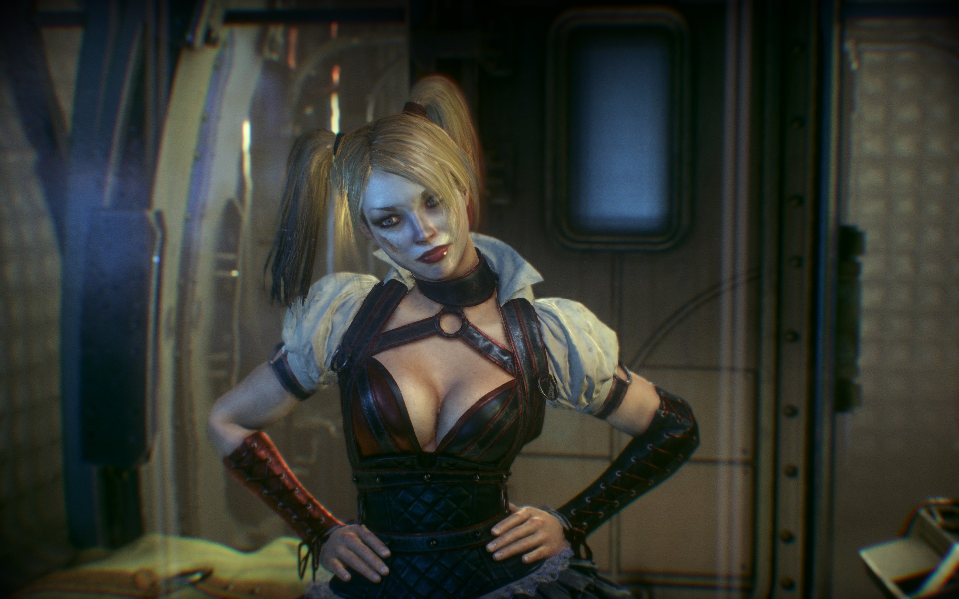 General 1920x1200 Batman: Arkham Knight Harley Quinn video games 2015 (Year) boobs screen shot video game characters video game girls cleavage hands on hips