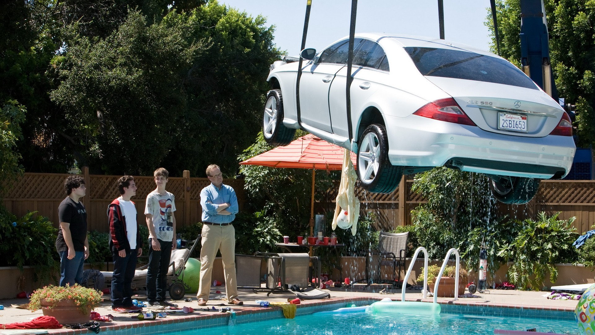People 1920x1080 Project X movies swimming pool car vehicle numbers Mercedes-Benz humor