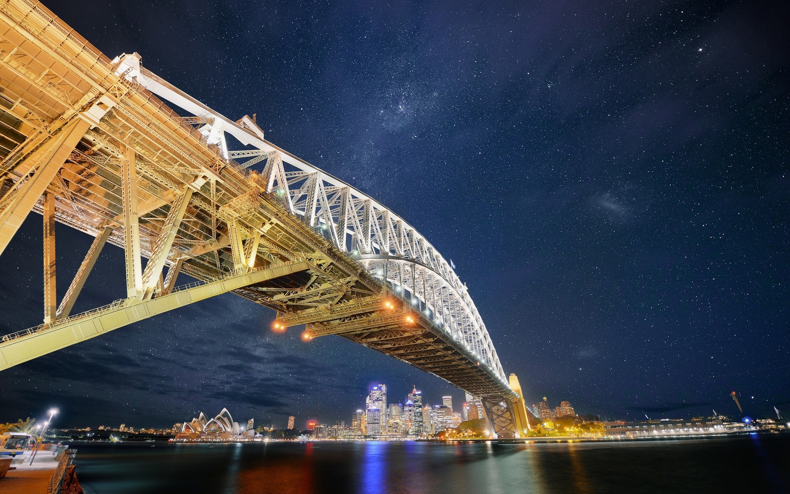 General 2560x1600 cityscape city building HDR sky bridge Sydney Sydney Harbour Bridge low-angle stars Australia night