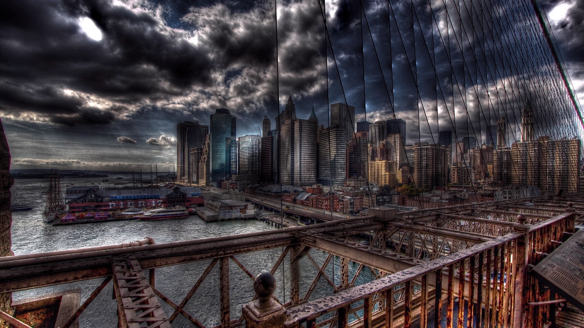 General 1920x1080 cityscape city HDR building New York City USA sky clouds