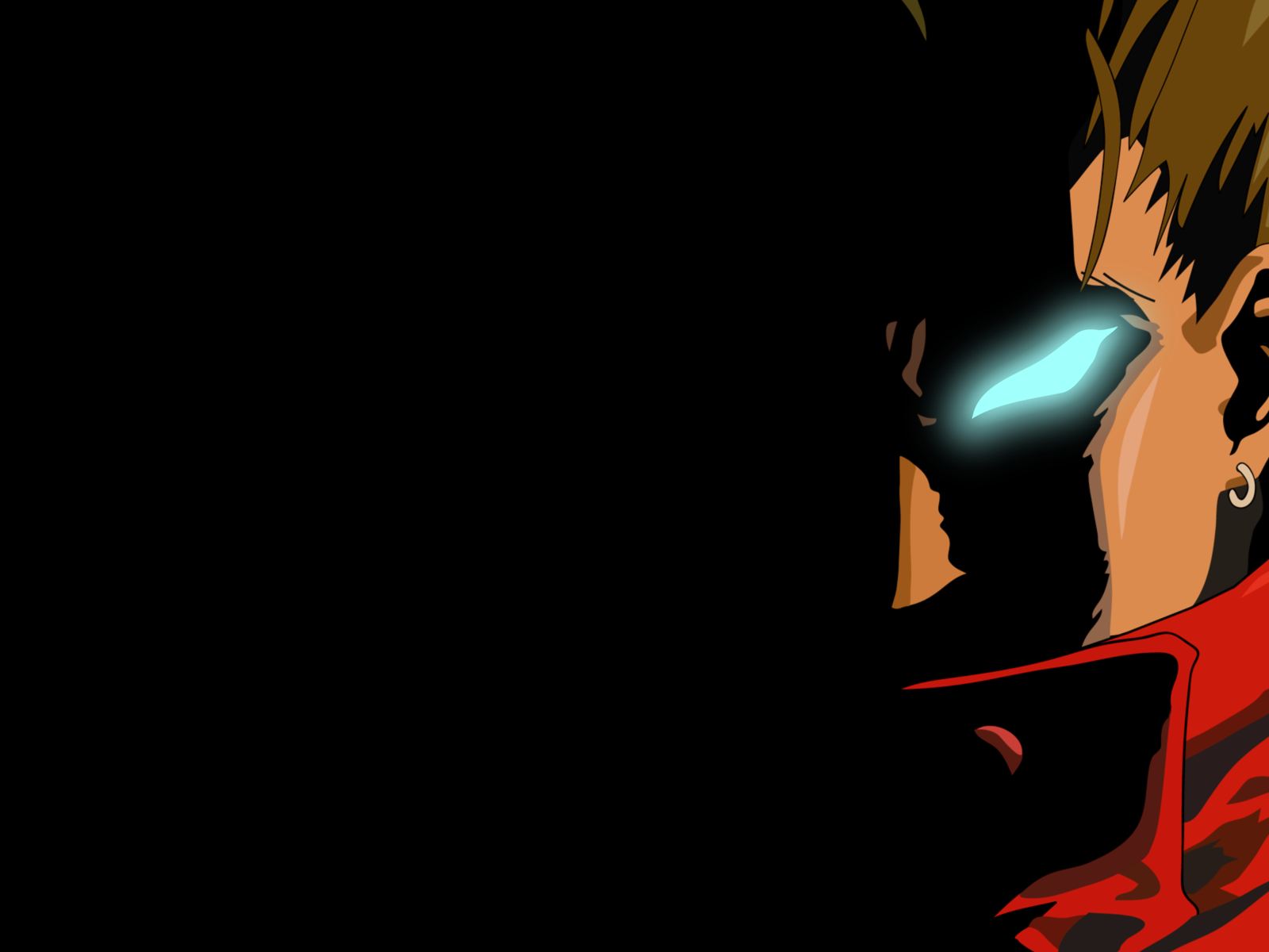 Anime 1600x1200 Trigun Vash the Stampede anime boys anime earring glowing eyes black background simple background