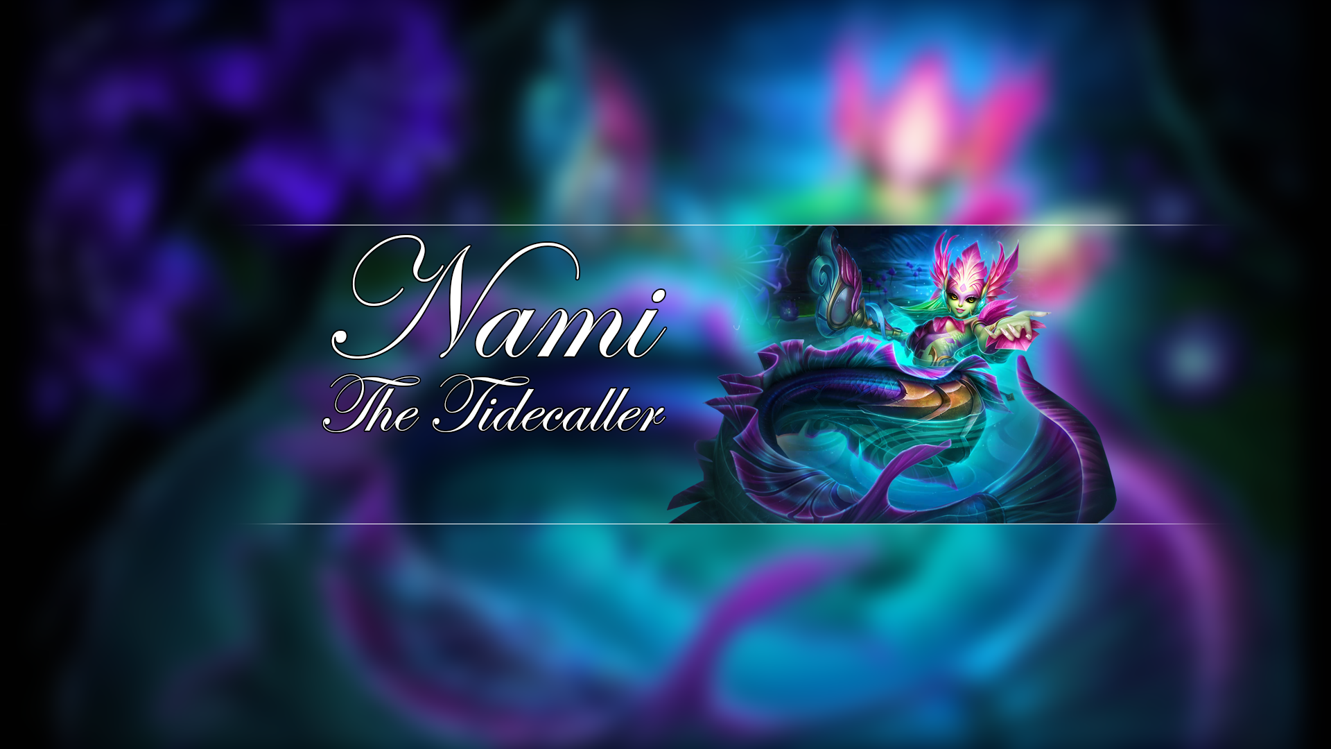 General 1920x1080 League of Legends Nami (League of Legends) PC gaming digital art video game characters video game girls mermaids arms reaching tail video games weapon looking at viewer staff