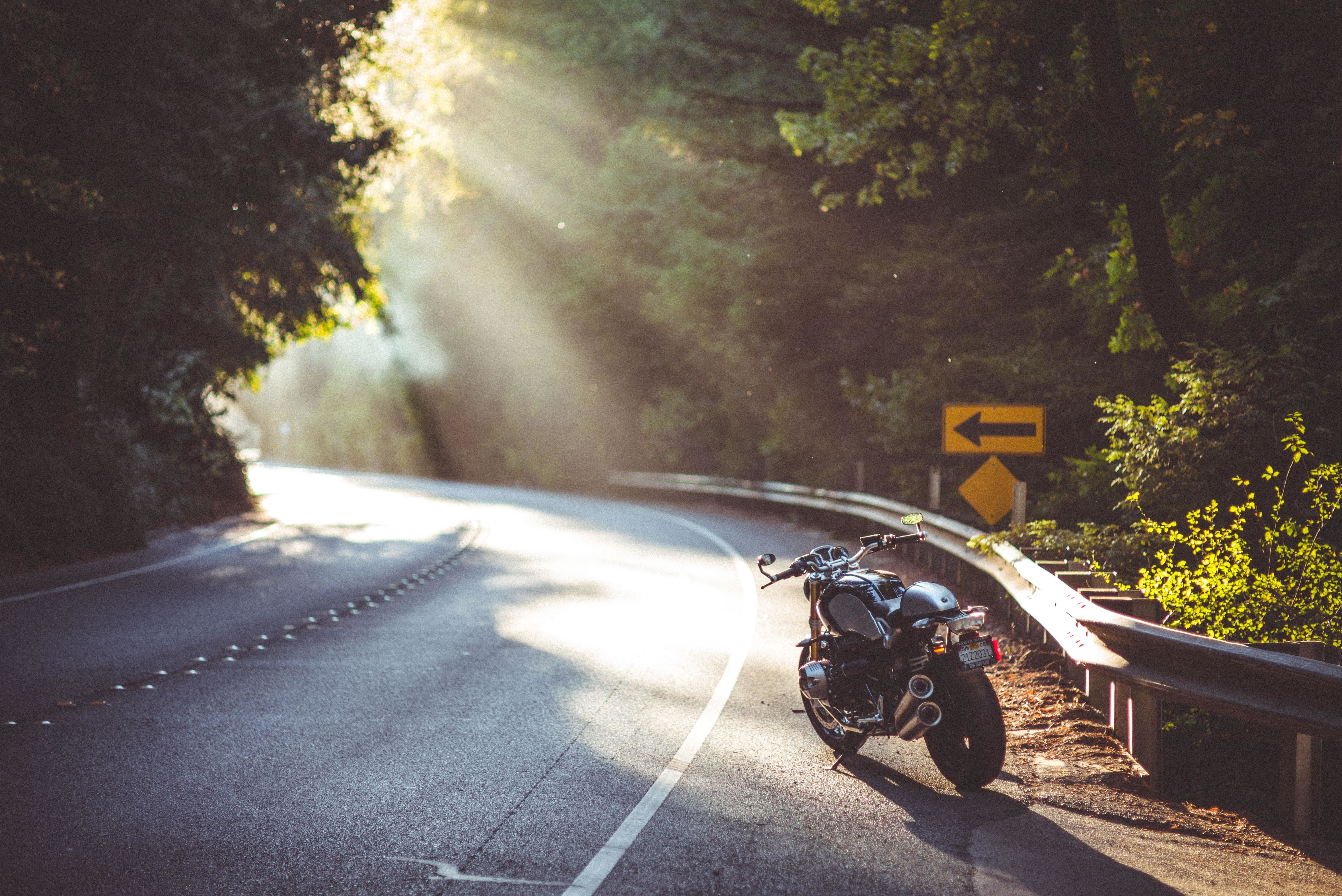 General 5513x3683 highway motorcycle sun rays BMW solice road sunlight forest dappled sunlight asphalt road sign summer freedom BMW Nine T railing vehicle