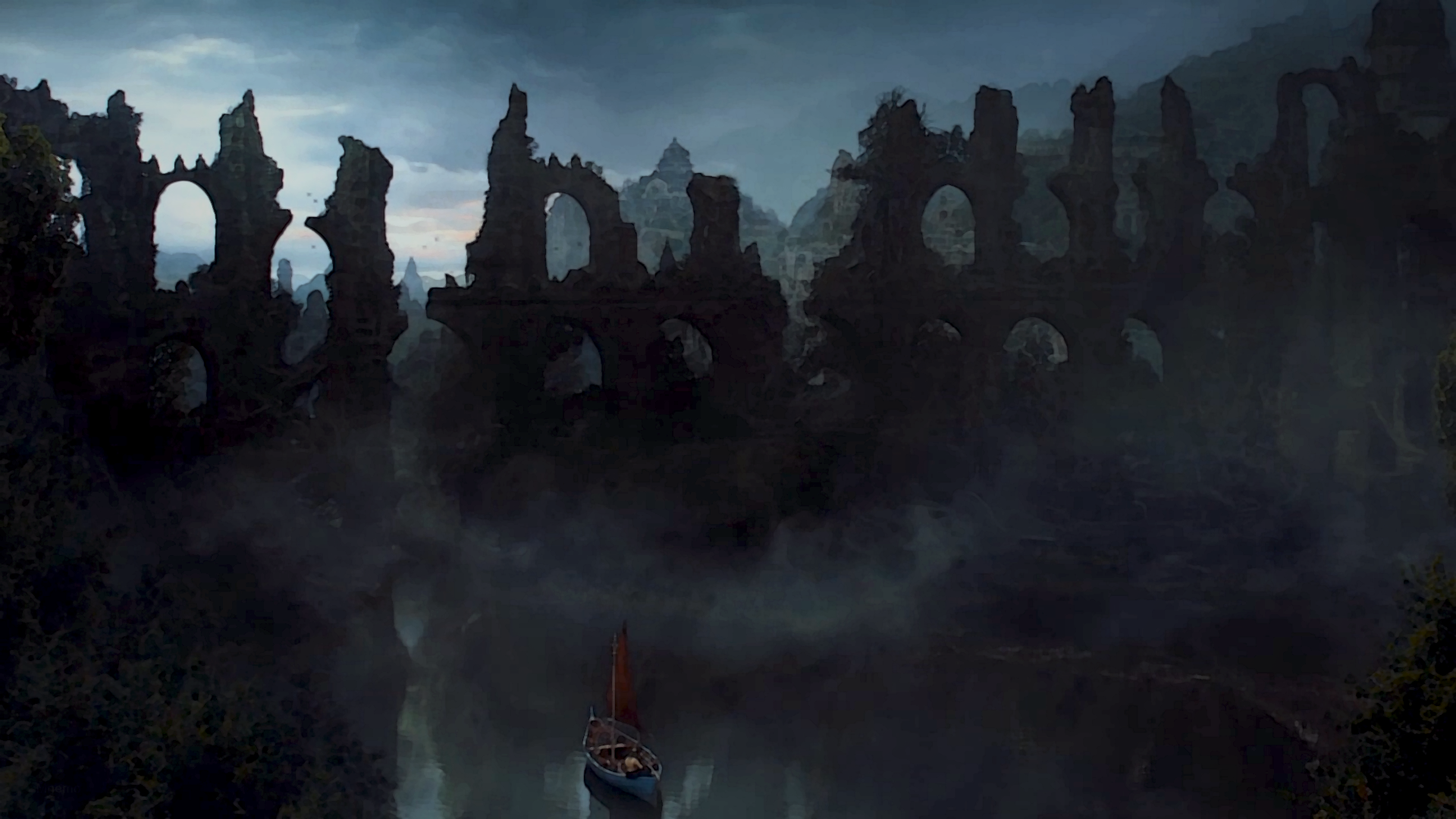 General 1920x1080 ruins boat water Game of Thrones artwork fantasy art vehicle fan art TV series
