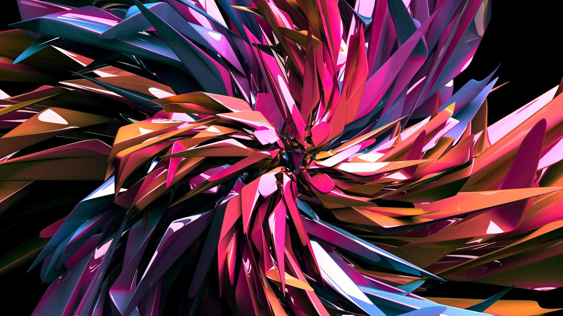 General 1920x1080 digital art colorful shapes abstract CGI