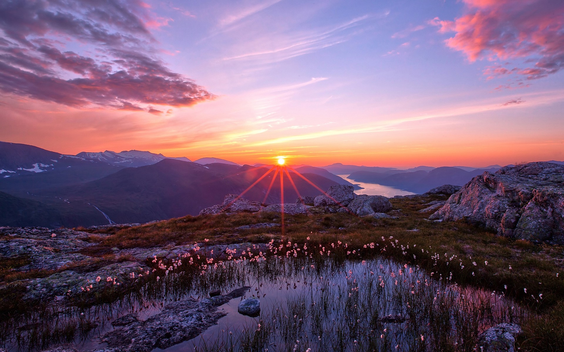 General 1920x1200 landscape sunrise spring mountains lens flare sun rays sunlight outdoors nature sky
