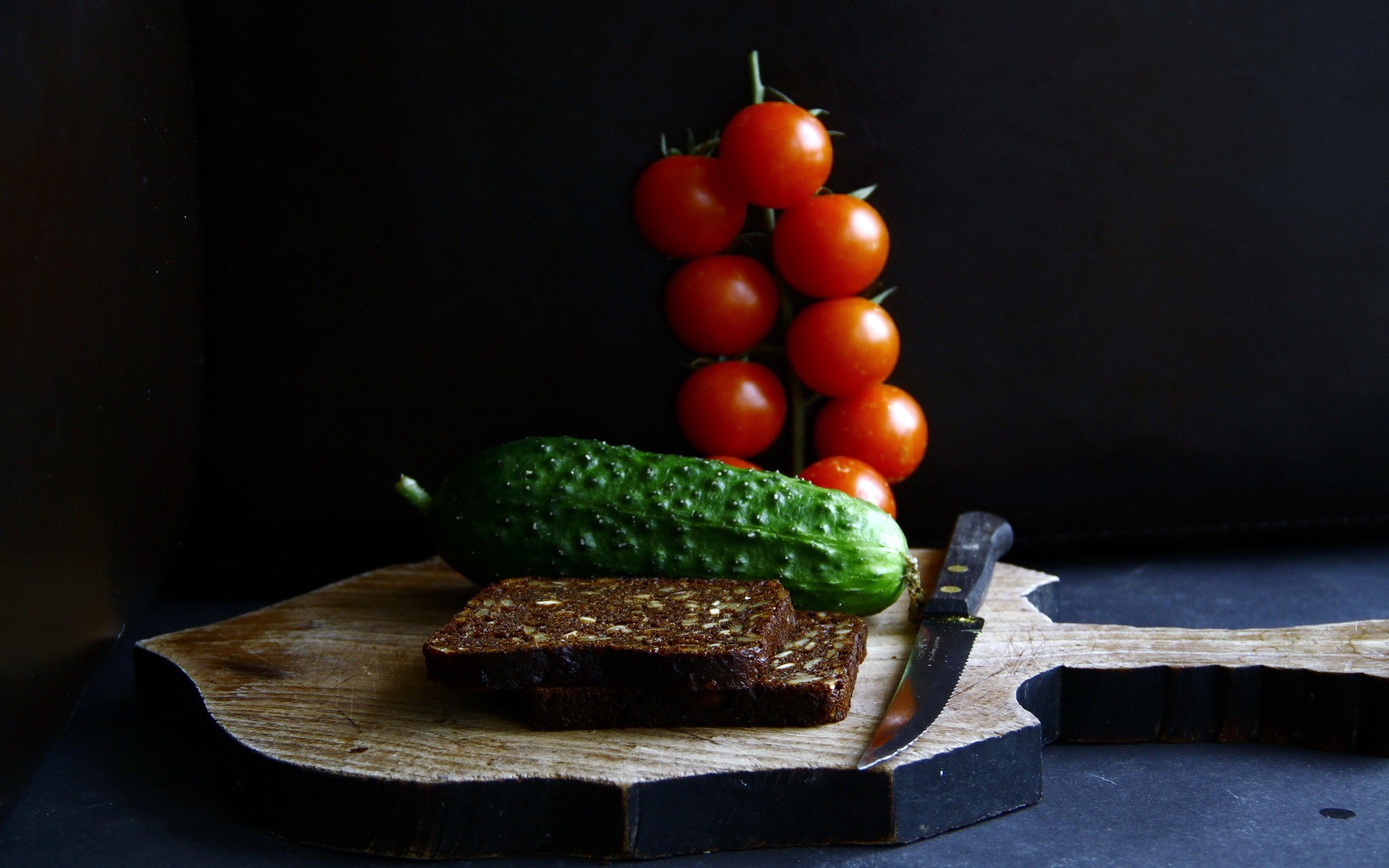 General 1920x1200 food tomatoes knife bread still life vegetables cucumbers
